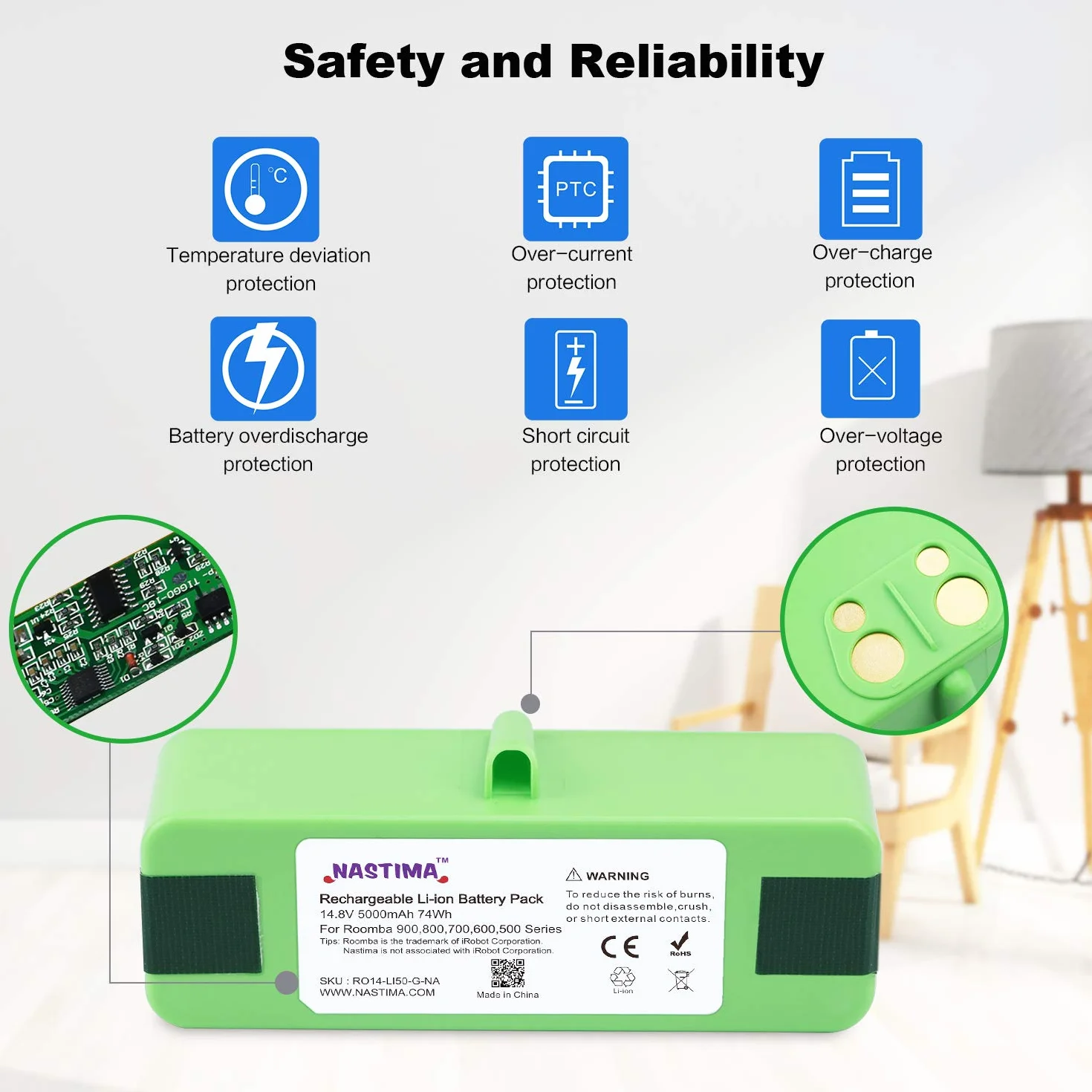 NASTIMA Upgrade 14,8 V 5000 mAh akumulator litowo-jonowy do Roomba 900 800 700 600 seria 985 980 960 895 890 880 870 860 790 780 770 760 695 680 675 650 640 614