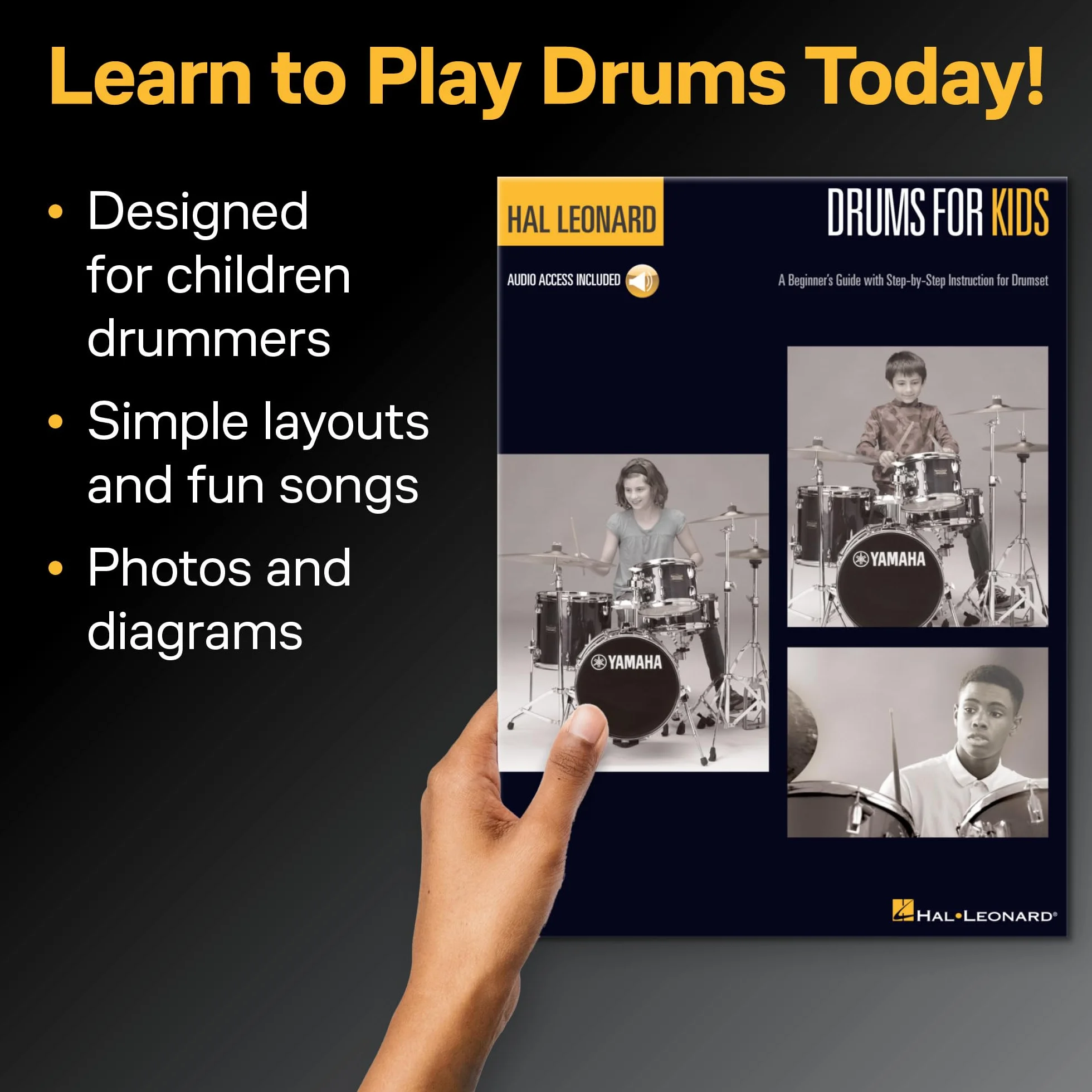 Hal Leonard Drums for Kids a Beginner's Guide with Step-By-Step Instruction for Drumset - Book/Online Audio