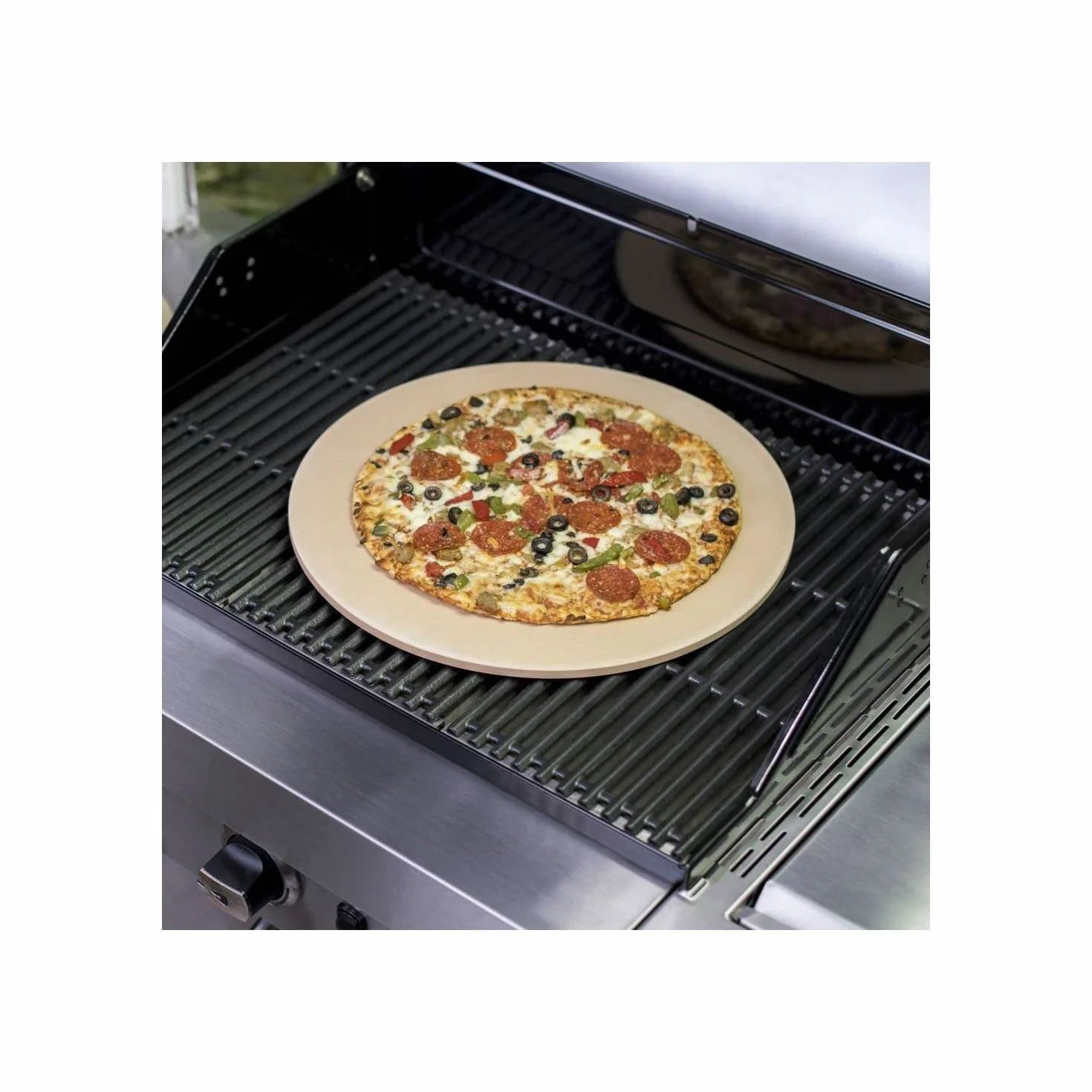 Char-Broil 140 513 - Zestaw kamieni do pizzy (kamień i skórka), 7,2 x 41,7 x 49 cm