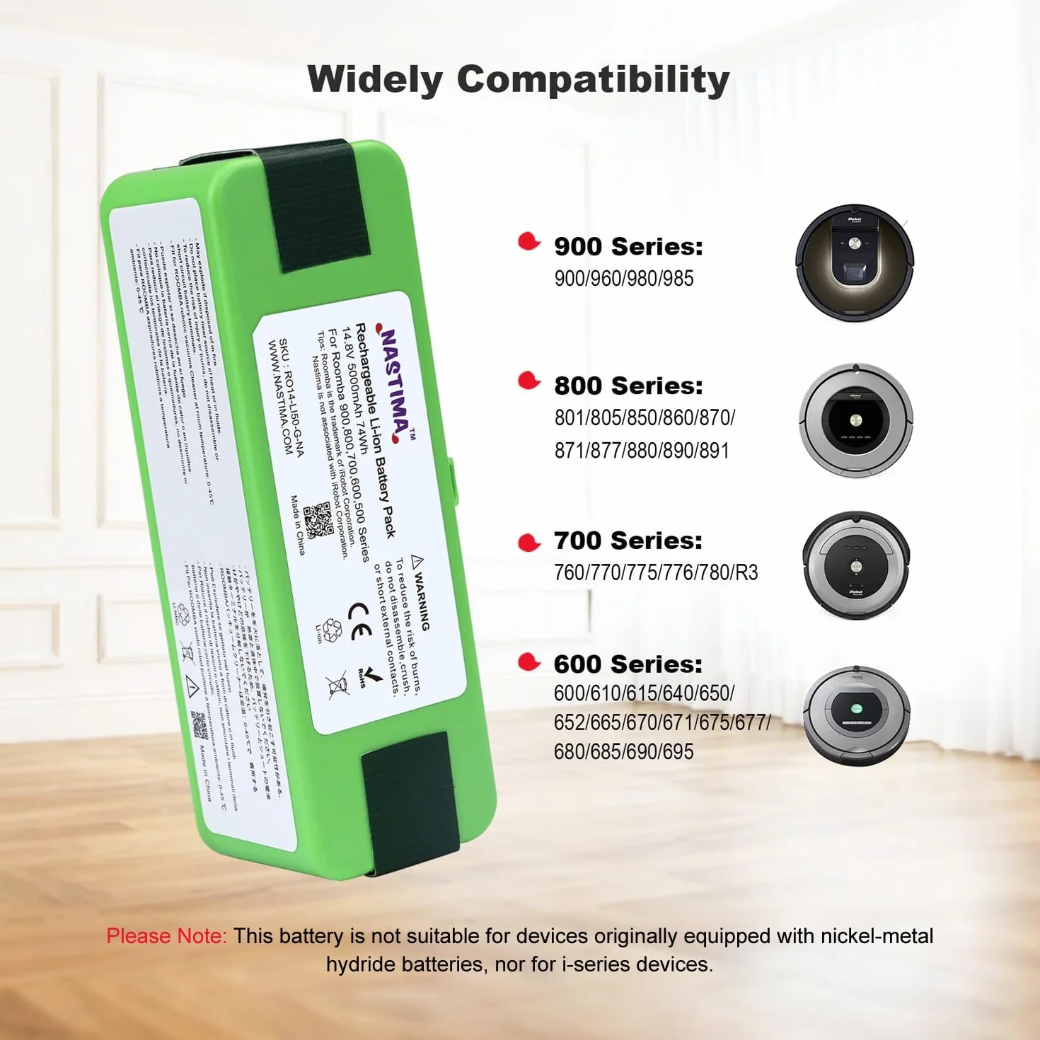NASTIMA Upgrade 14,8 V 5000 mAh akumulator litowo-jonowy do Roomba 900 800 700 600 seria 985 980 960 895 890 880 870 860 790 780 770 760 695 680 675 650 640 614