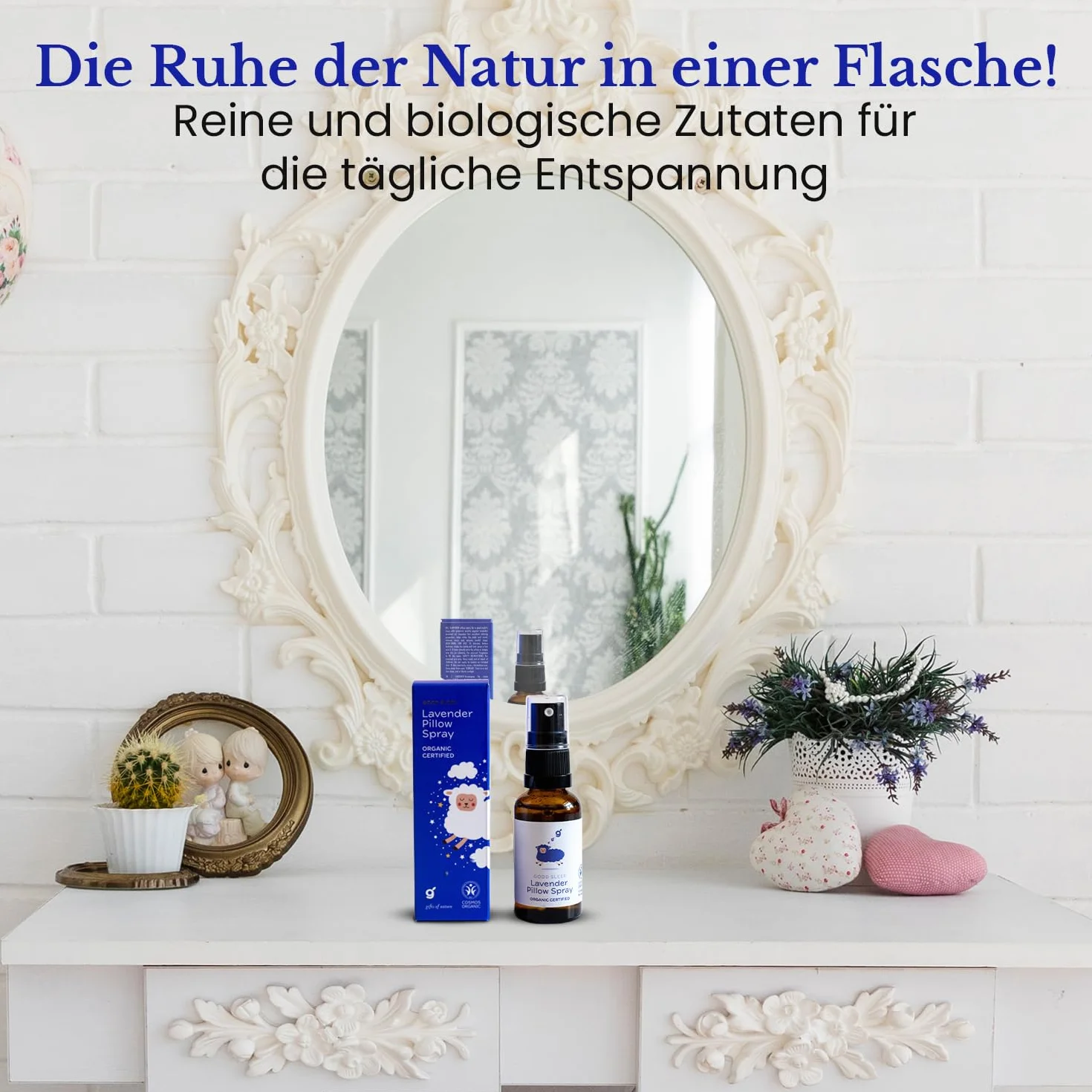 Schlafwohl spray lawendowy do poduszek 30 ml – spray do spania zapewnia spokojny sen, spray powietrzny do relaksu i odpoczynku, z prawdziwym ekologicznym olejkiem lawendowym, bezalkoholowym sprayem do