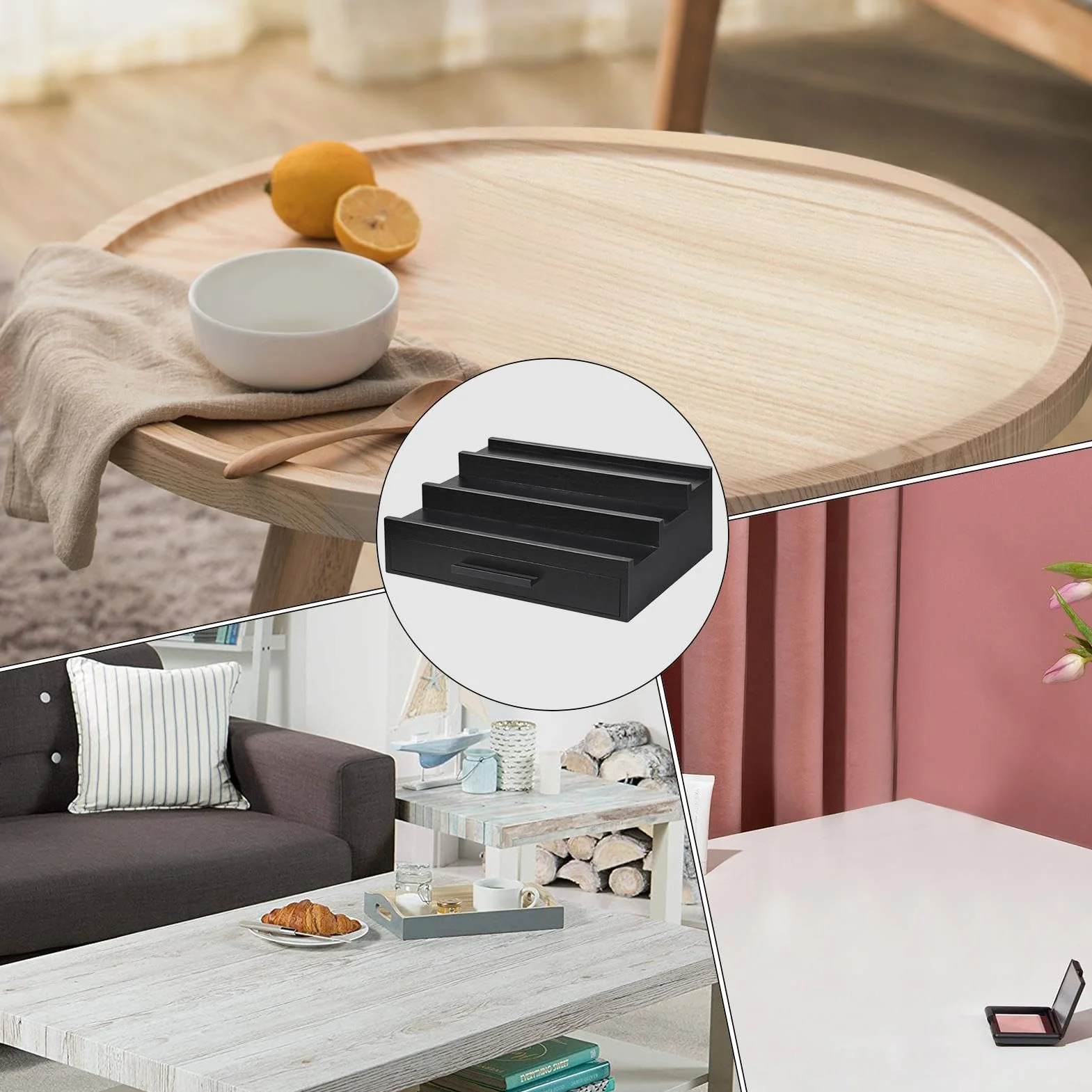 Czarny organizer na perfumy, drewniana taca na perfumy, stojak na perfumy, męski stojak na perfumy, stylowy organizer do komody, elegancka taca z czarnym wykończeniem, wielofunkcyjna taca na perfumy,