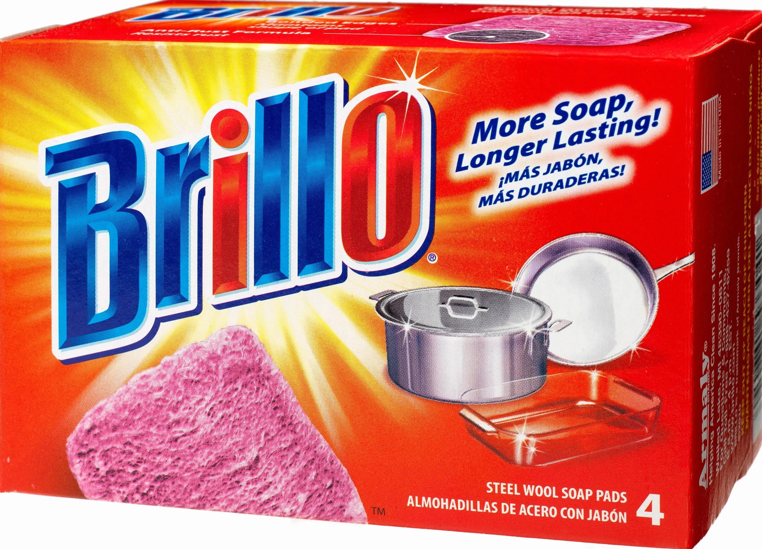 Brillo Steel Wool Soap Pads Czerwony, 4 sztuki