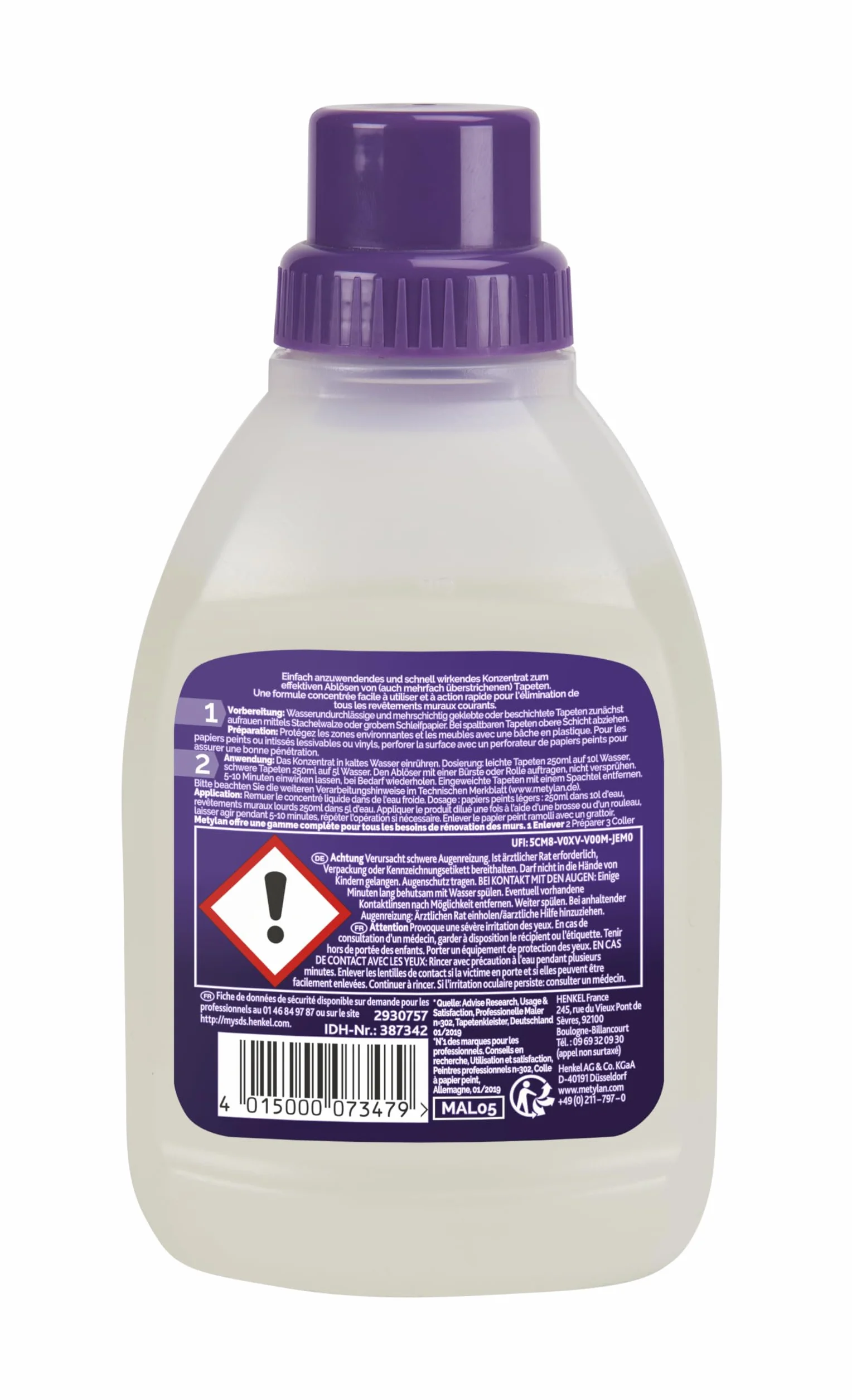 Metylan 387342 "Active" środek do usuwania tapet, biały, 0,5 litra
