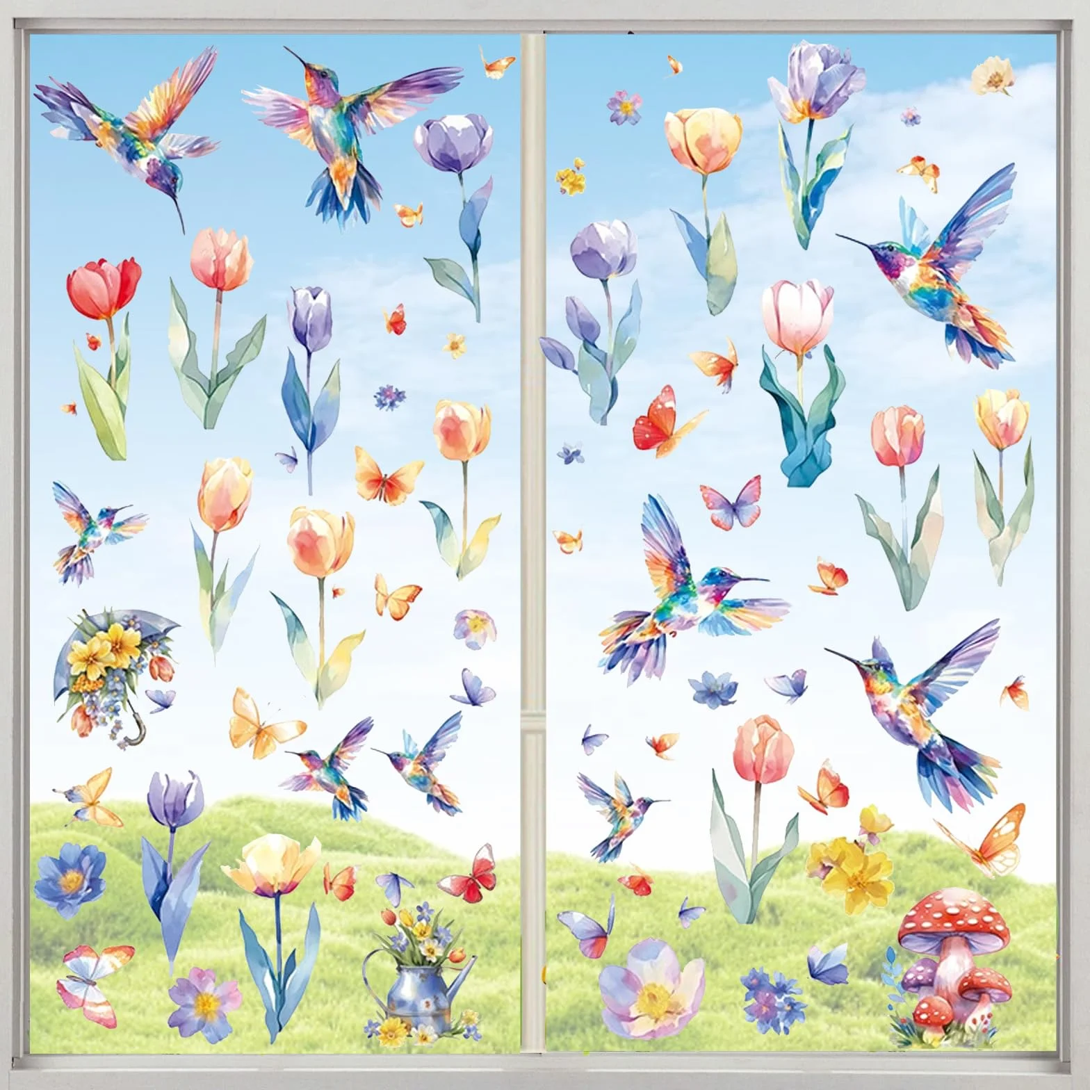 Wiosna 9 szt. Naklejki na okno Wiosna Okno Motyl Dekoracyjne Okna Motyl Drzewo Okna Naklejki Naklejki Naklejki Do Okna Lustro DIY