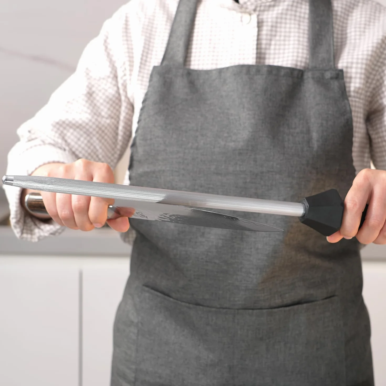 (marka SHARPAL) 108S Razem 45 cm/Długość pręta 30 cm stal ostrząca z wbudowanymi prowadnicami kąta do noży kuchennych Honer Pręt Ostrzący Stal HRC 65