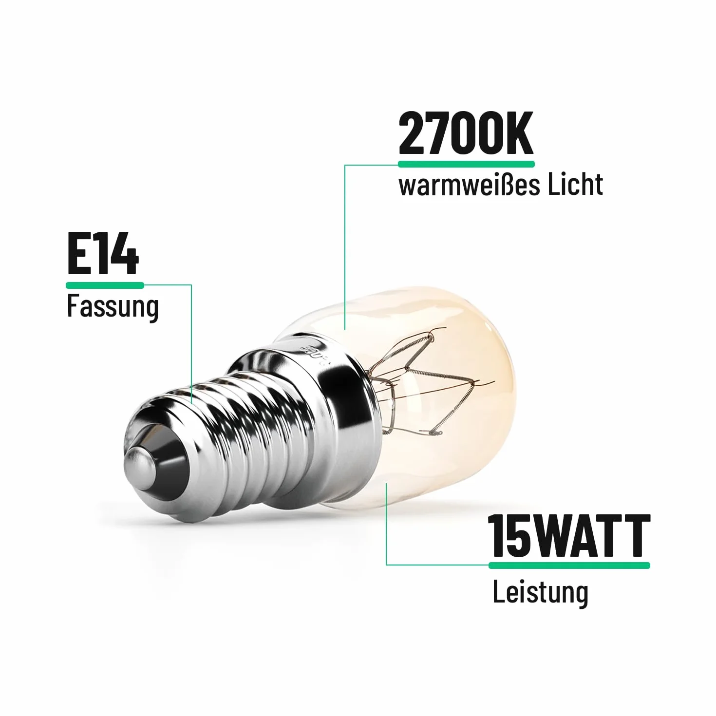 greate Lampa do piekarnika, E14, 15 W, 2 sztuki, odporna na temperaturę do 300 stopni, do piekarnika, grilla, lampy solnej, kuchenki mikrofalowej – żarówka do piekarnika z kapsułką T22, 75 lumenów i