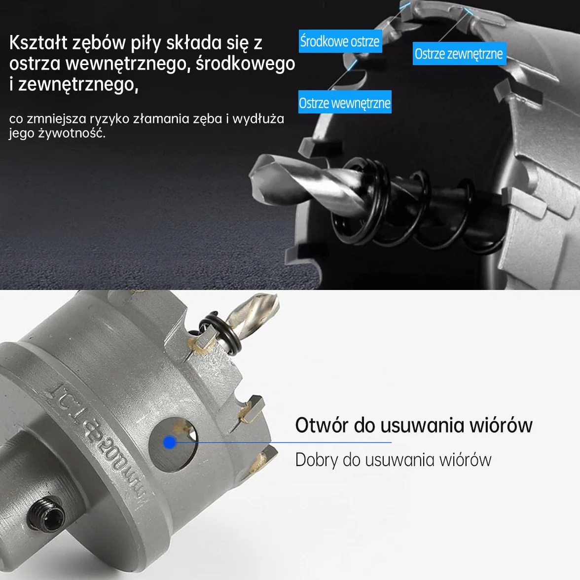 SUQIN 20mm Wiertło z Węglików Spiekanych z Wiertłami Pilotowymi, TCT Otwornica Bimetalowa Wiertłem Do Metali, Stali, Stali Nierdzewnej, Aluminium, Tworzyw Sztucznych