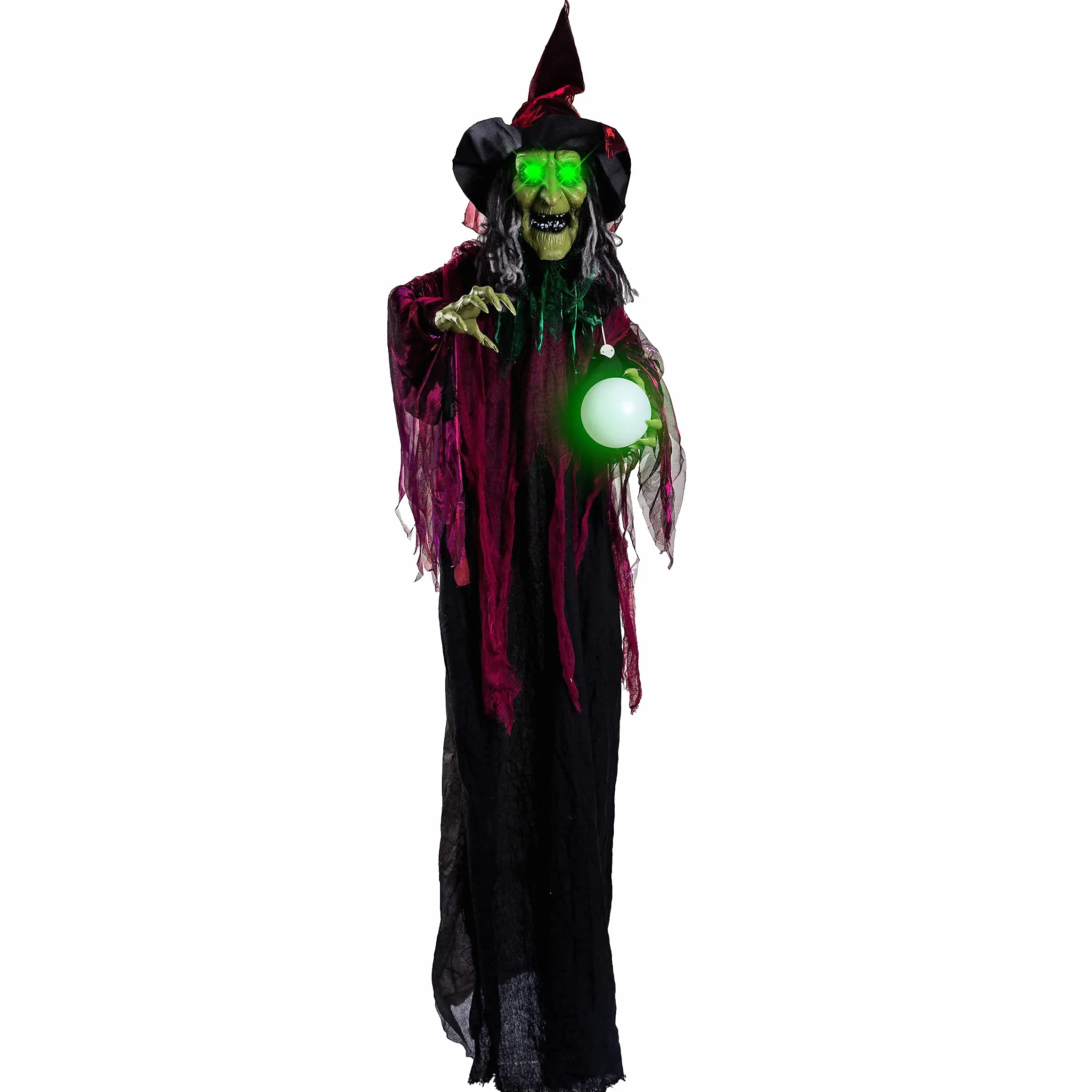 JOYIN Wisząca Dekoracja Czarownicy na Halloween - Animowana Przerażająca Czarownica z Oczami LED i Dźwiękiem, Dekoracja na Zewnątrz, Trawnik, Podwórko, Patio