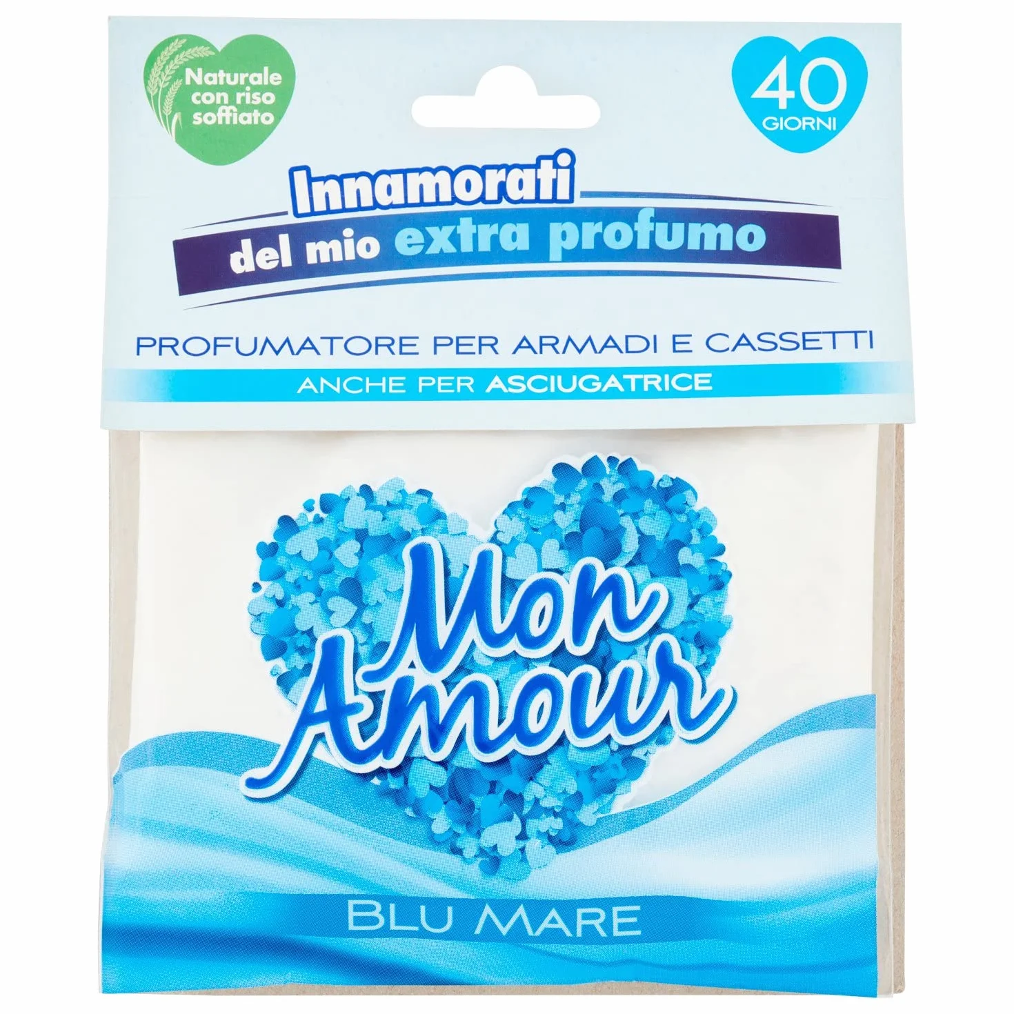 Felce Azzurra Mon Amour odświeżacz powietrza do szafek i szuflad, morski błękit, ekstra zapach - 1 x 20 g