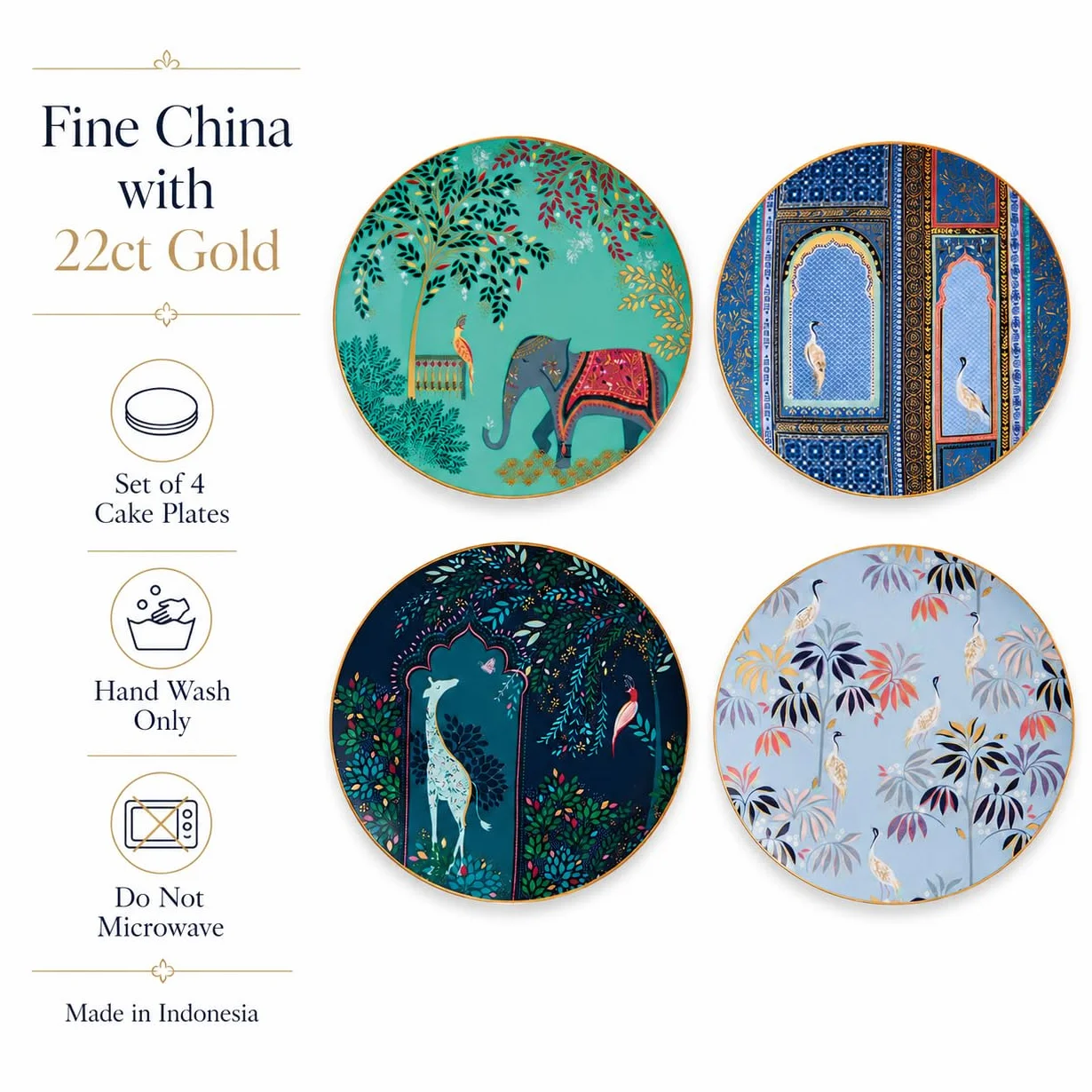 Portmeirion Home & Gifts Sara Miller zestaw 4 talerzy do ciasta, wielokolorowe