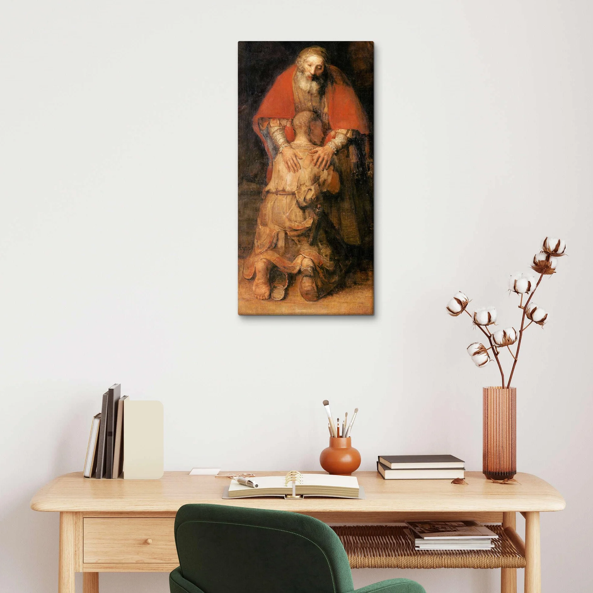 Powrót syna marnotrawnego (fragment) Obraz na płótnie Rembrandt van Rijn 60 x 120 cm Brązowy Obrazy Dekoracja ścienna
