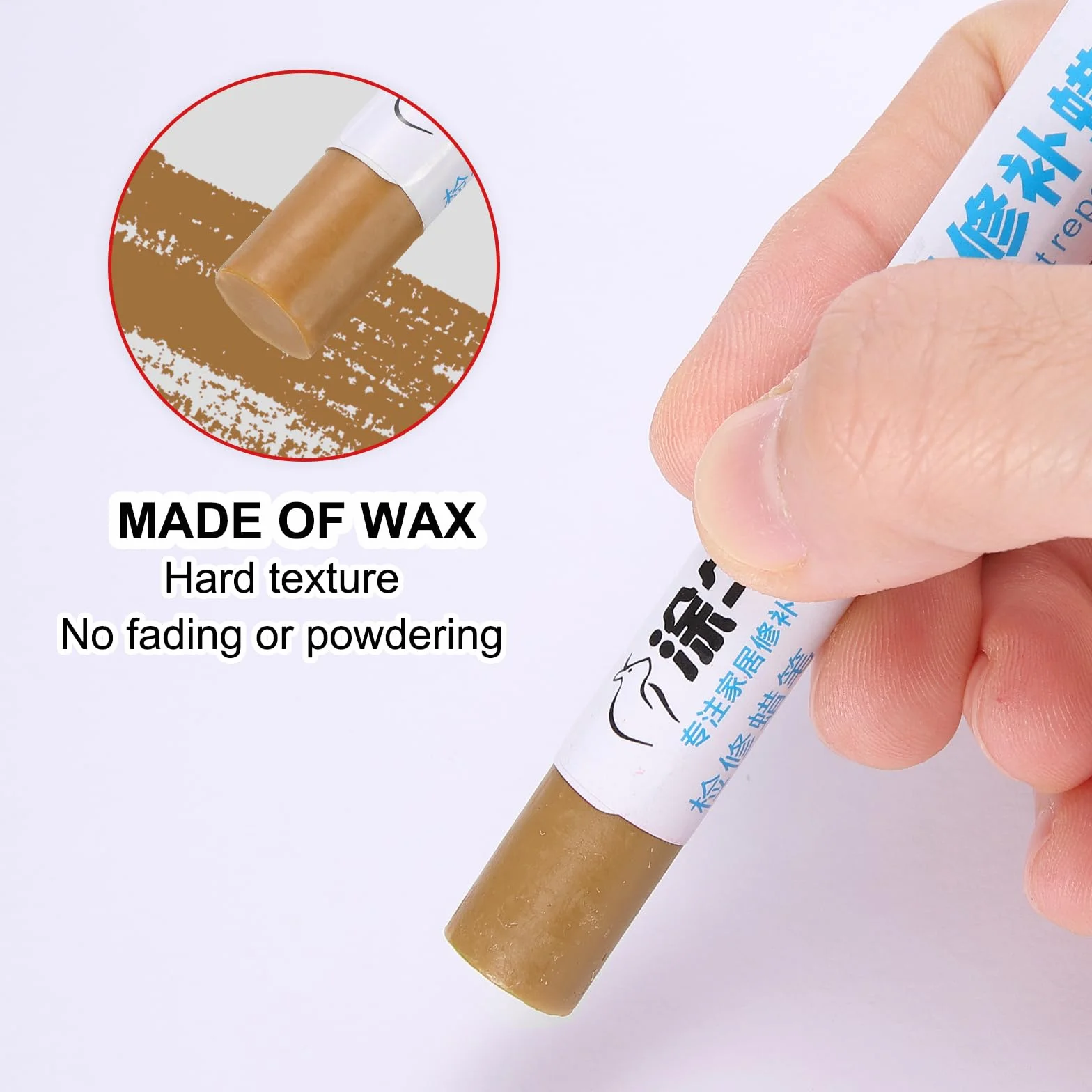 QUARKZMAN Wood Filler Patyczki do drewnianych mebli, do naprawy zarysowań, markery do mebli, z żółtym skrobakiem, do drewnianych otworów, podłóg drewnianych, stołu, drzwi, szafy, Thuja-Sutchuenensis