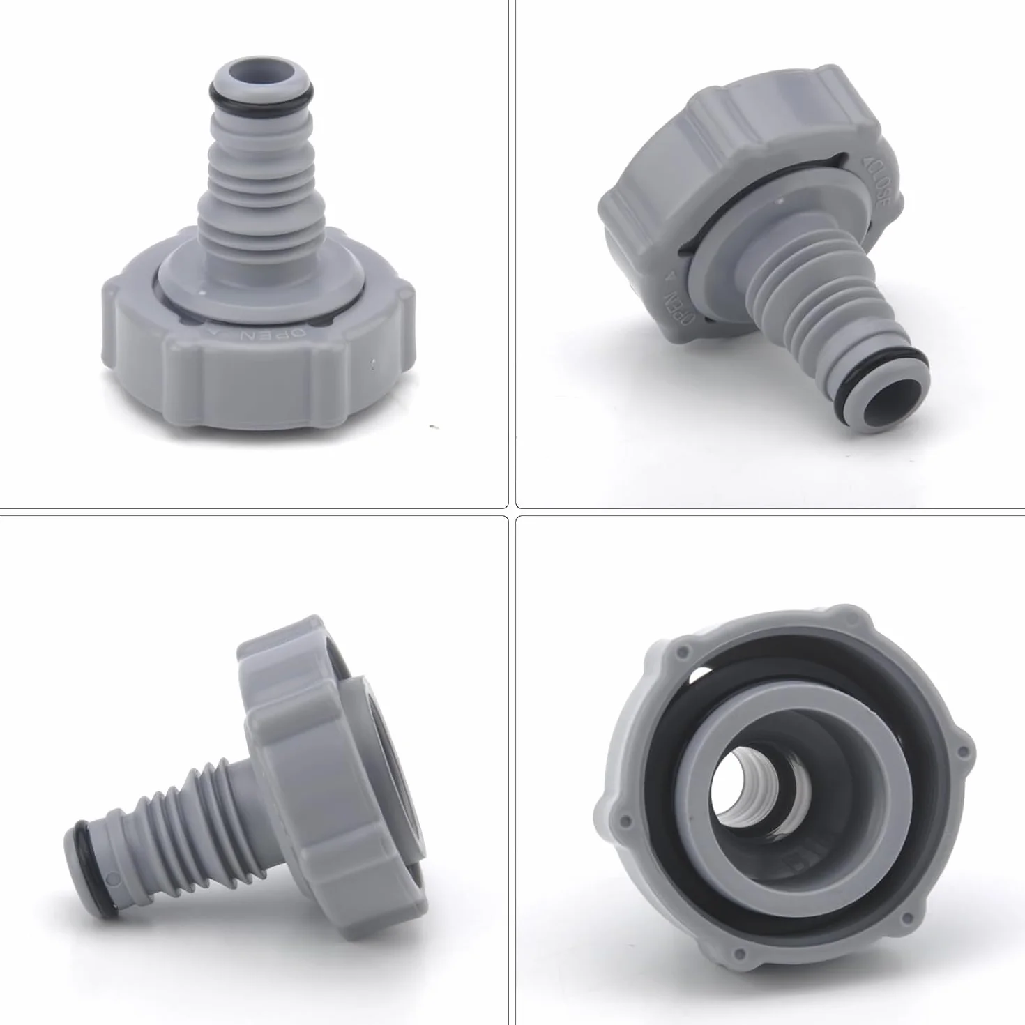 P6H1419 zawór spustowy Ø 32 mm – adapter do odprowadzania wody basenowej, adapter węża i adapter przyłączeniowy, zapasowy zawór spustowy do basenów, szary adapter do spuszczania wody