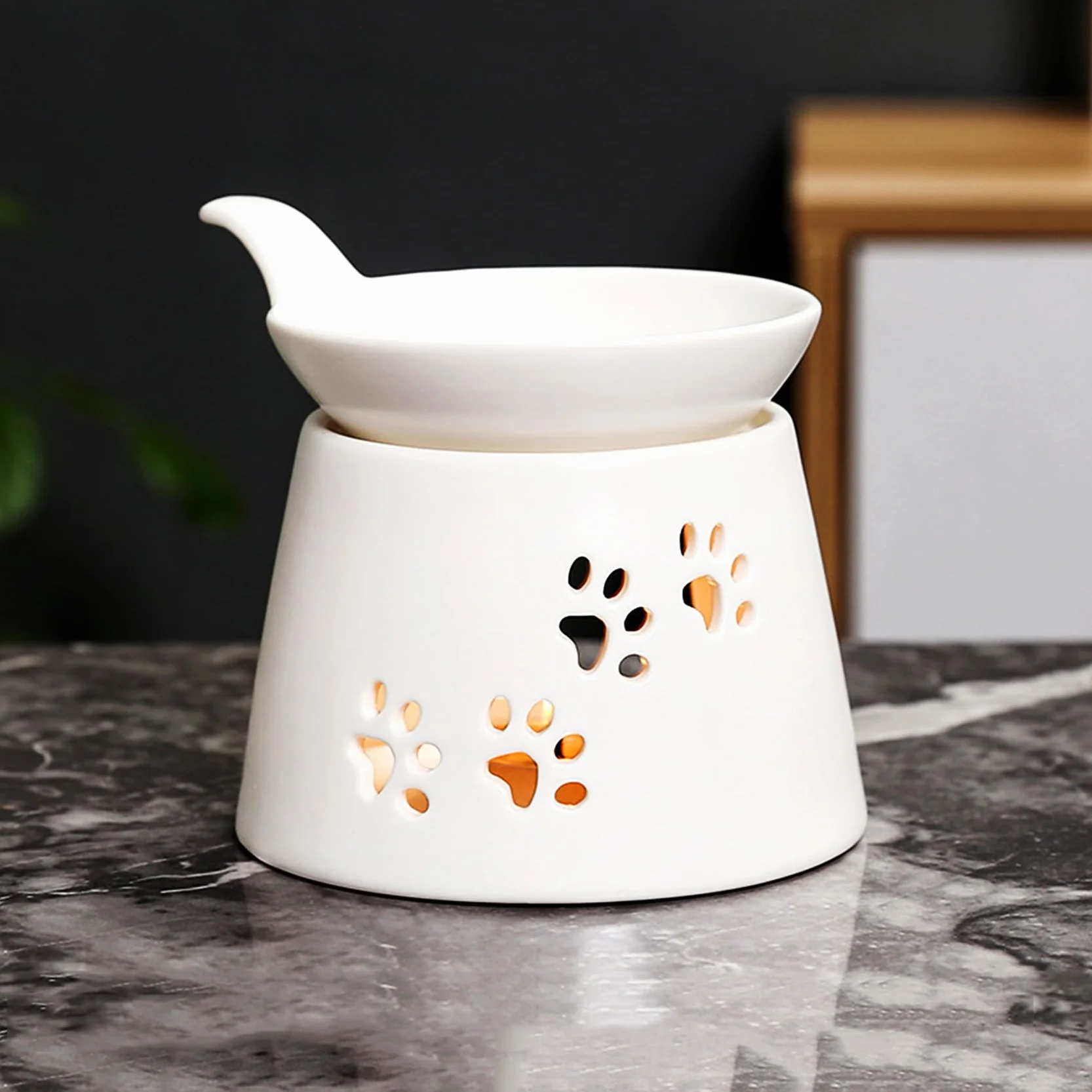 Ceramiczne palniki do topienia wosku białe, podgrzewacz wosku do świec typu tea light, palnik olejków eterycznych, palnik woskowy do świec, lampa dyfuzor zapachowy do jogi aromaterapii do