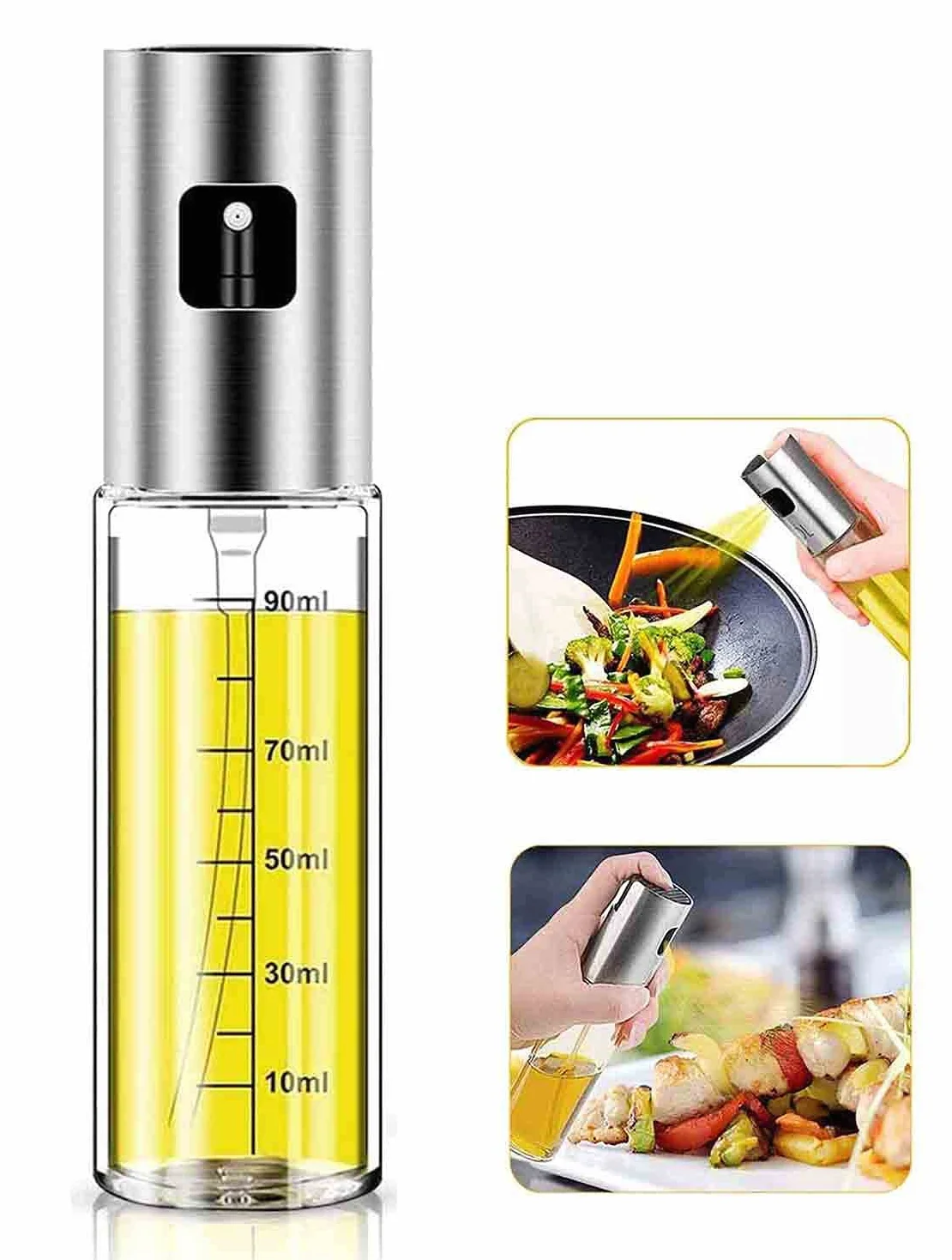YANKUIRUI Butelka z rozpylaczem do oleju, szklana 100 ml do kuchni, grilla, sałatki