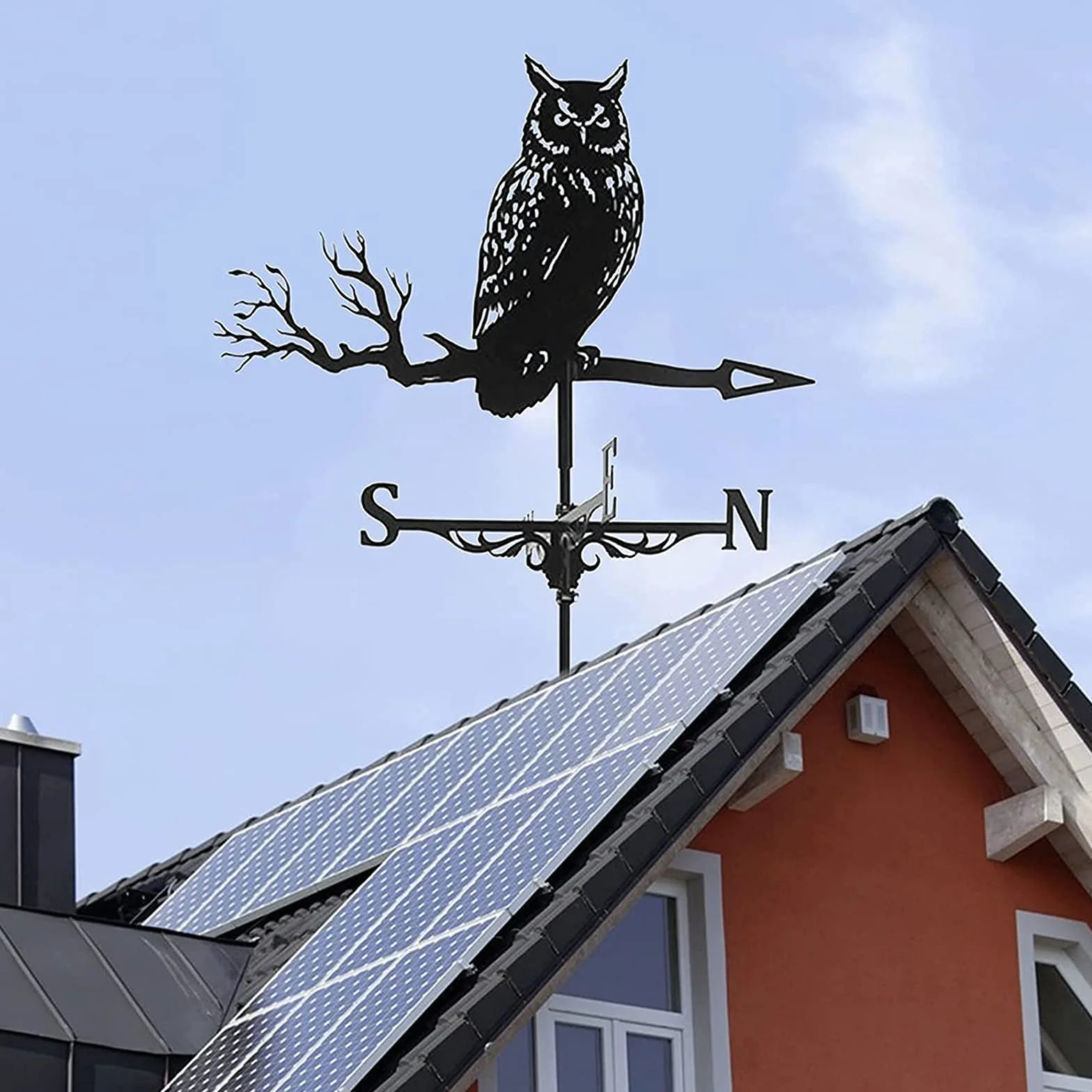 Metalowa wiatrowskaz z ozdobą sowy, wskaźnik wiatru z rzeźbami zwierząt, dekoracja domu, palik ogrodowy, wiatrowskaz pogodowy, profesjonalne narzędzie pomiarowe, uchwyt na dach ogrodowy, łatwy