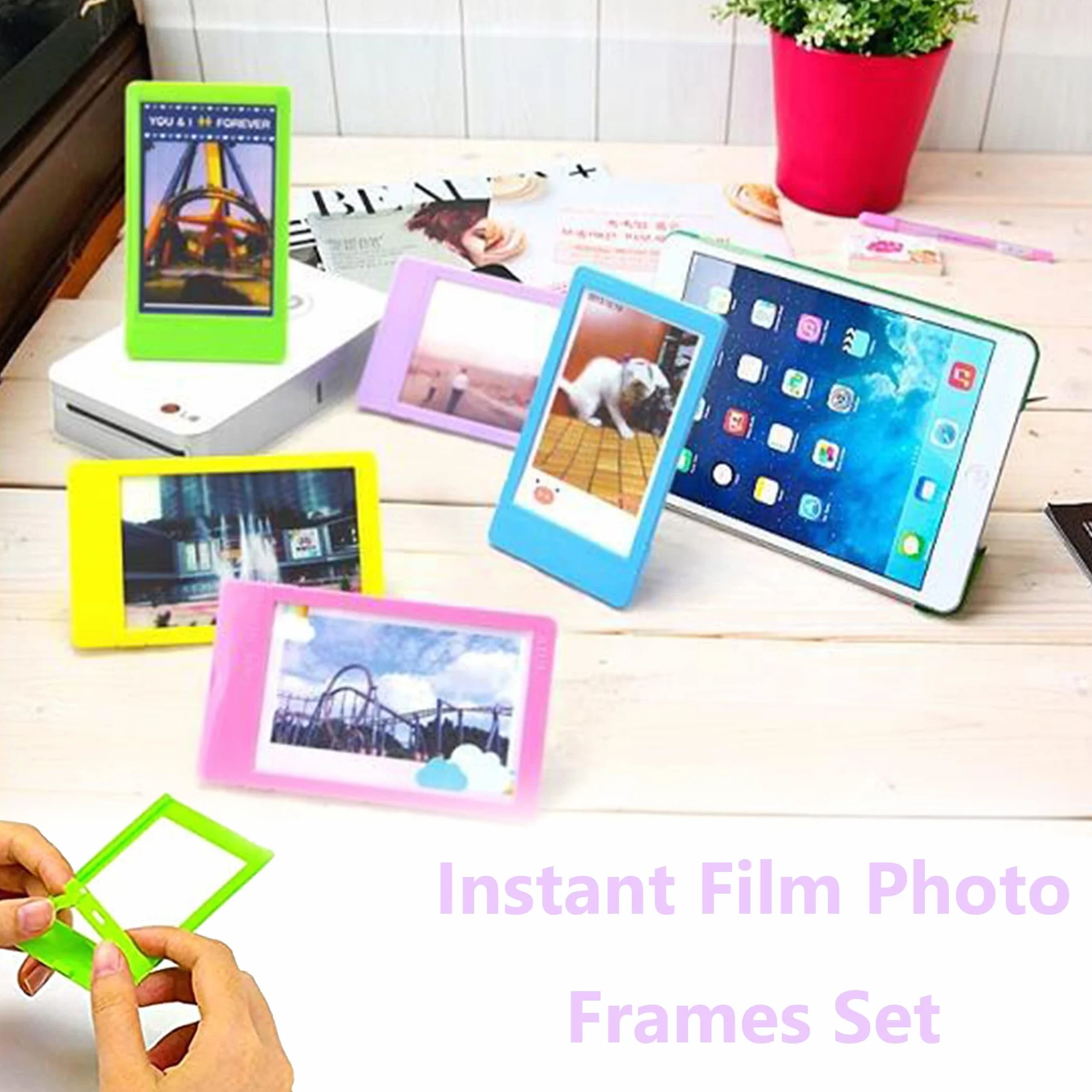 15 sztuk Mini ramka Polaroid + 40 sztuk naklejek Album fotograficzny 8,9 x 5,7 cm Mini ramka na zdjęcia Plastikowa ramka na zdjęcia do natychmiastowego aparatu Kompatybilny z Instax Mini 11/Mini 9