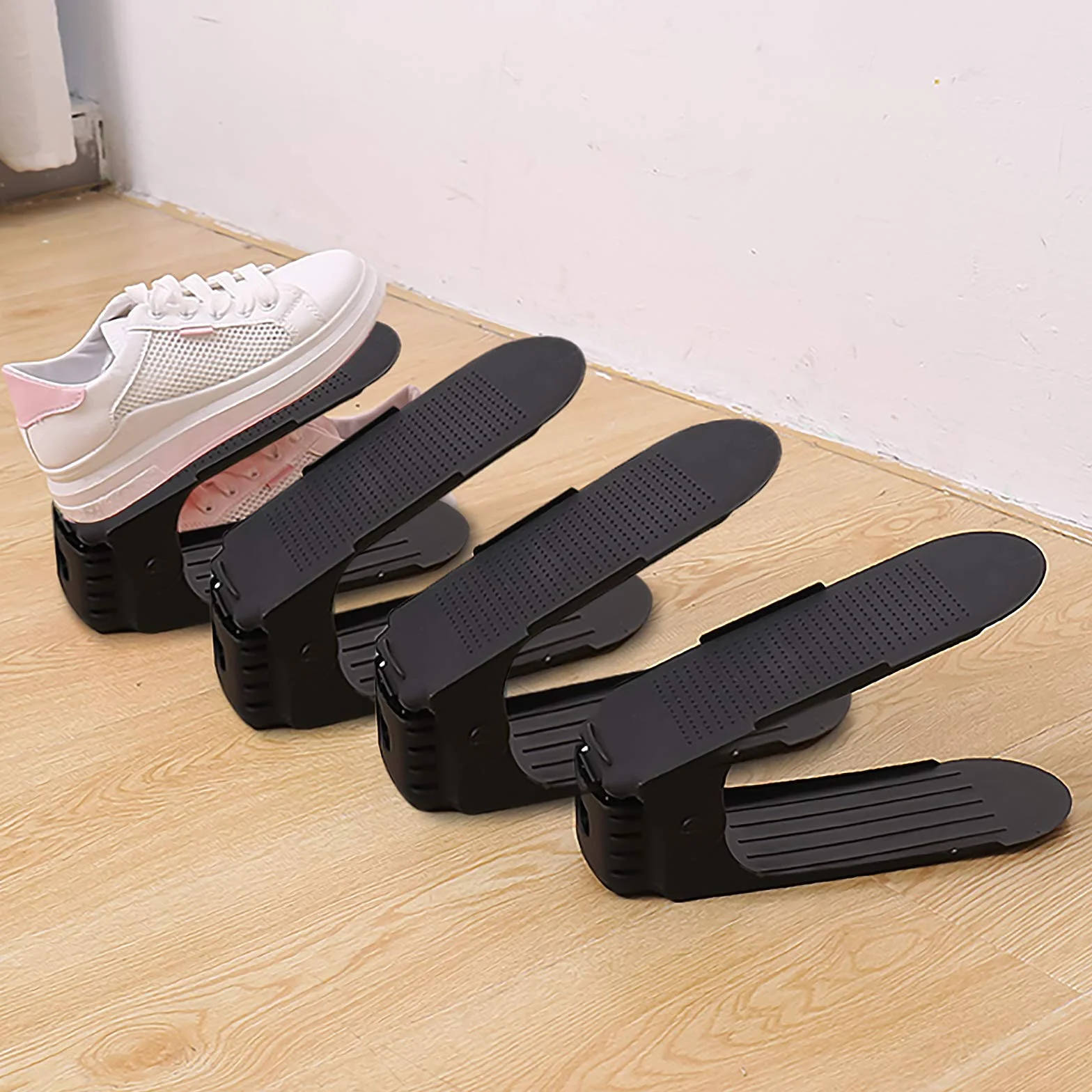 10 regulowanych uchwytów na buty, organizer na buty, oszczędność miejsca na buty (czarny)