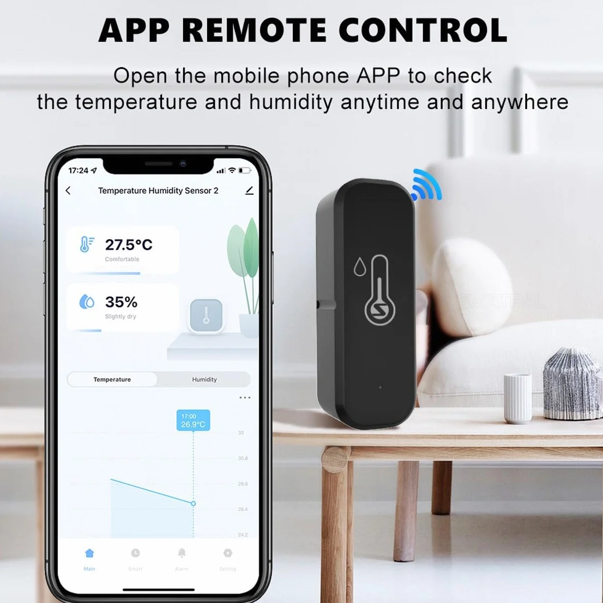 Inteligentny czujnik temperatury i wilgotności powietrza Zigbee z alarmem zdalnym