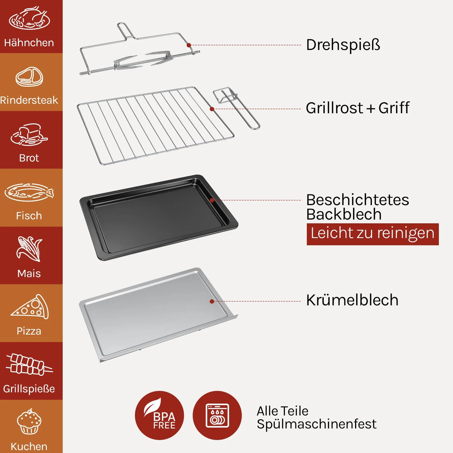 WOLTU mini piekarnik 32 litry, toster 1600 Watt | Piec do pizzy | Wyjmowana tacka na okruchy z minipiekarnikiem z timerem do pizzy, tostów, indyka, hot-dogów, czarnych
