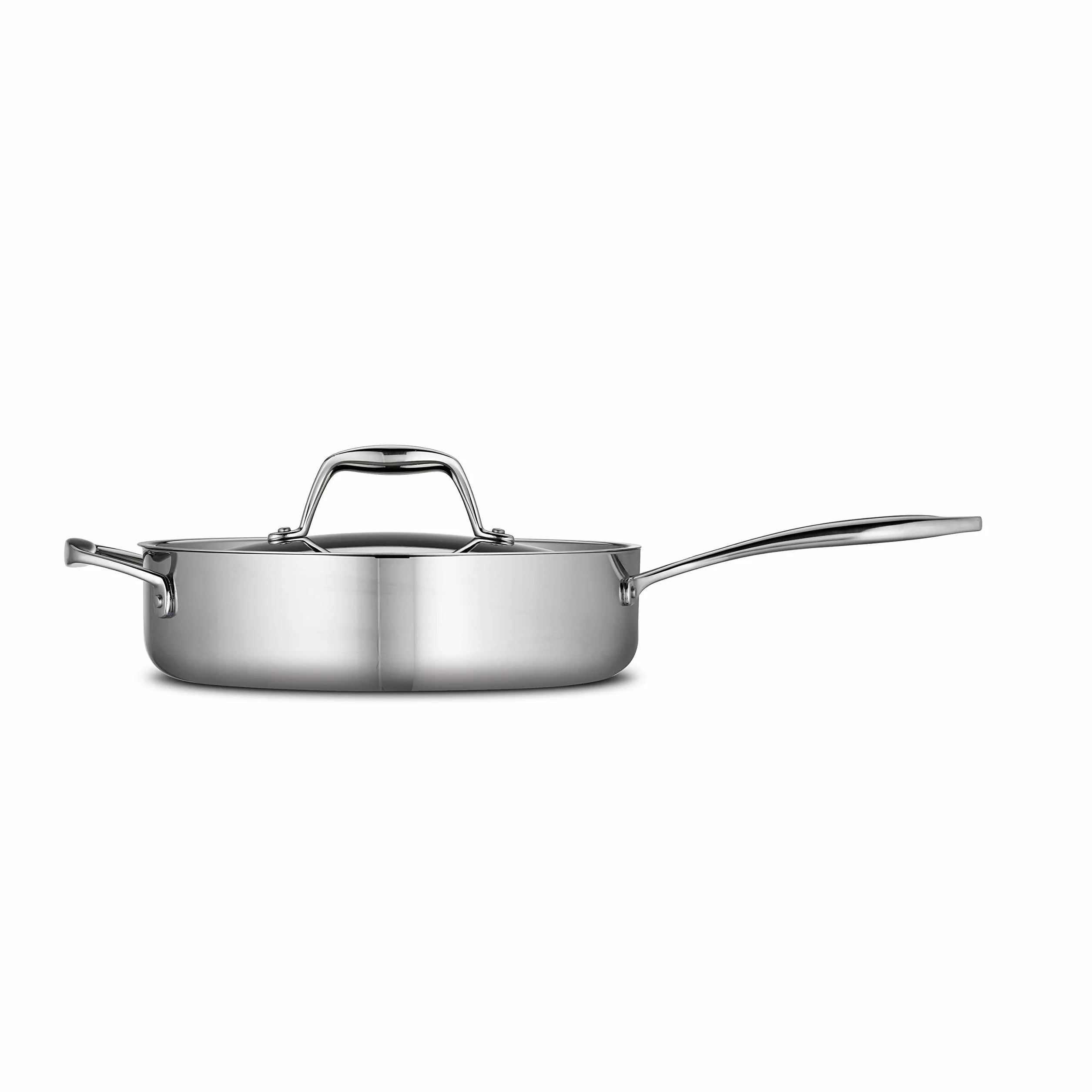 Tramontina 80116/058DS Gourmet Stainless Steel Induction-Ready Tri-Ply Clad Covered Deep Saute Pan, 3 Quart, certyfikat NSF, Made in Brazylii