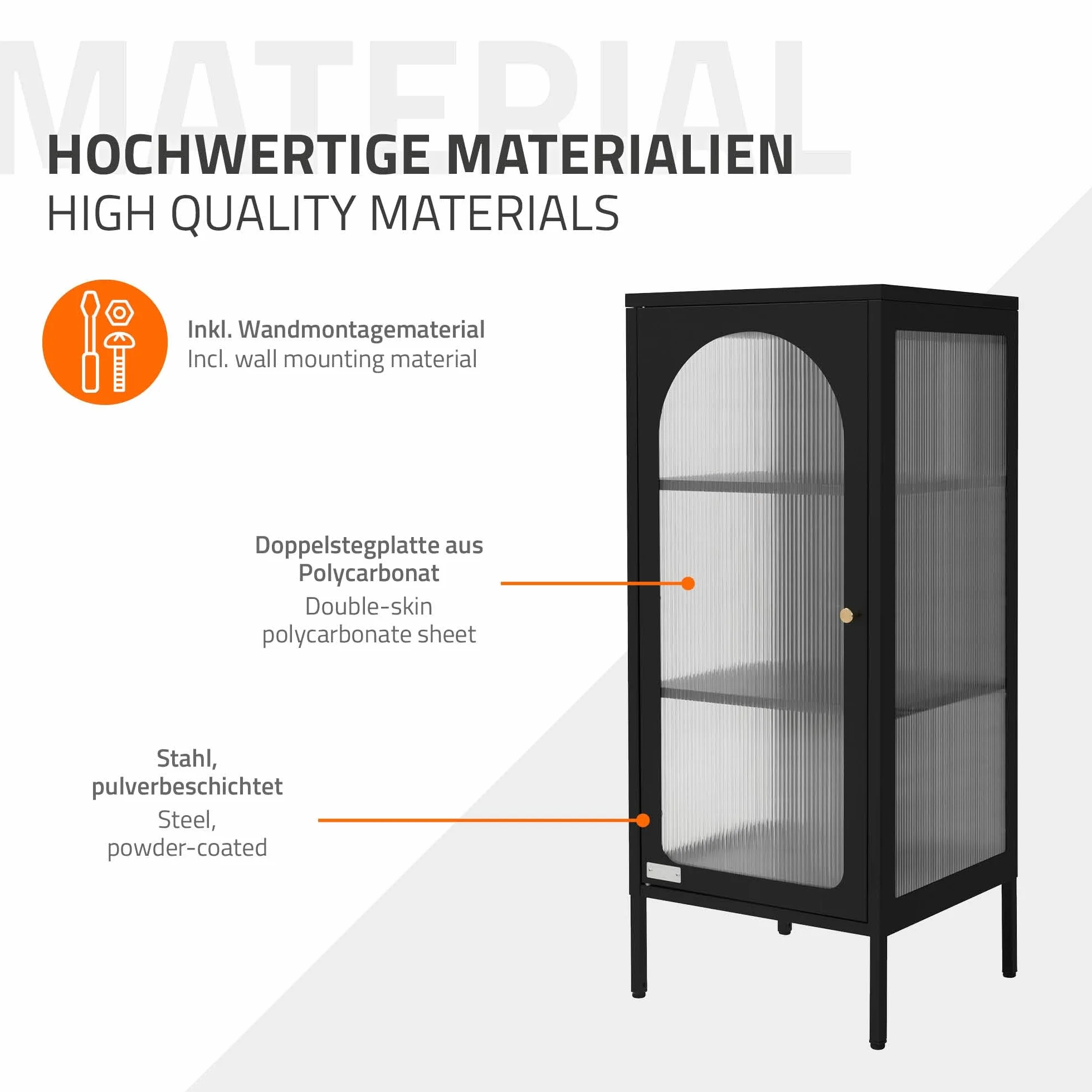 ML-Design gablota 42 x 102,5 x 40 cm czarna waska z 3 pólkami i 1 drzwiczkami metalowa industrialna Regal na dokumenty szafka biurowa wykonana z solidnej stali idealna do nowoczesnych wnetrz