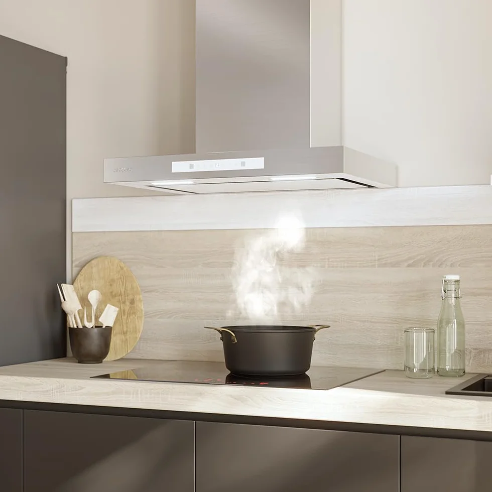 Cecotec Okap kuchenny 90 cm Bolero Flux TT 608000 A++ 210 W stal nierdzewna przepływ powietrza 800 m3/h Touch LED