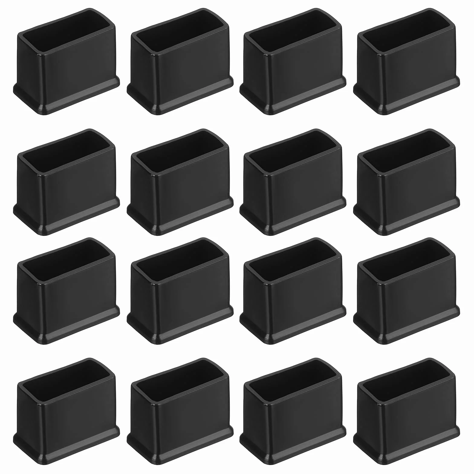 QUARKZMAN 16 sztuk kwadratowe nakładki na nogi krzesła PVC, 30 mm x 15 mm czarne podkładki na nogi do mebli ochraniacze na stopy stołowe ochraniacze podłogowe stół ogród szafa łóżko meble