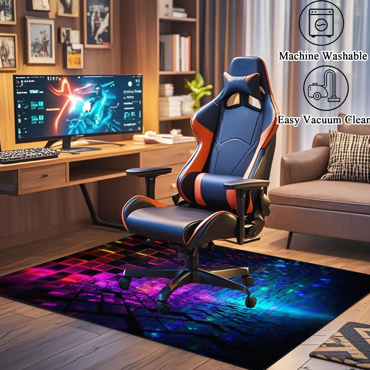 160 x 200 cm, wytrzymała mata na krzesło biurowe na wykładzinę, antypoślizgowa mata na krzesło gamingowe, mata ochronna na podłogę z twardego drewna, mata ochronna na krzesło do domu i biura