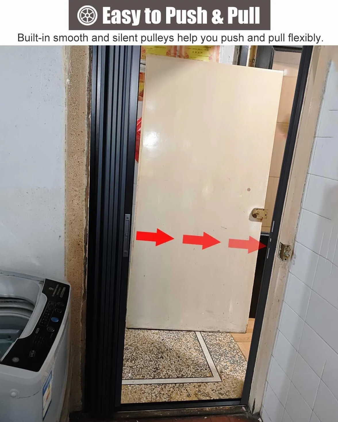 Drzwi Harmonijkowe Zewnętrzne Drzwi Składane Aluminiowe, Zamykane na Klucz, Odporne na Warunki Atmosferyczne Drzwi Przesuwne do Garażu w Piwnic, Składana Ścianka(45x80in (114.5x203cm))