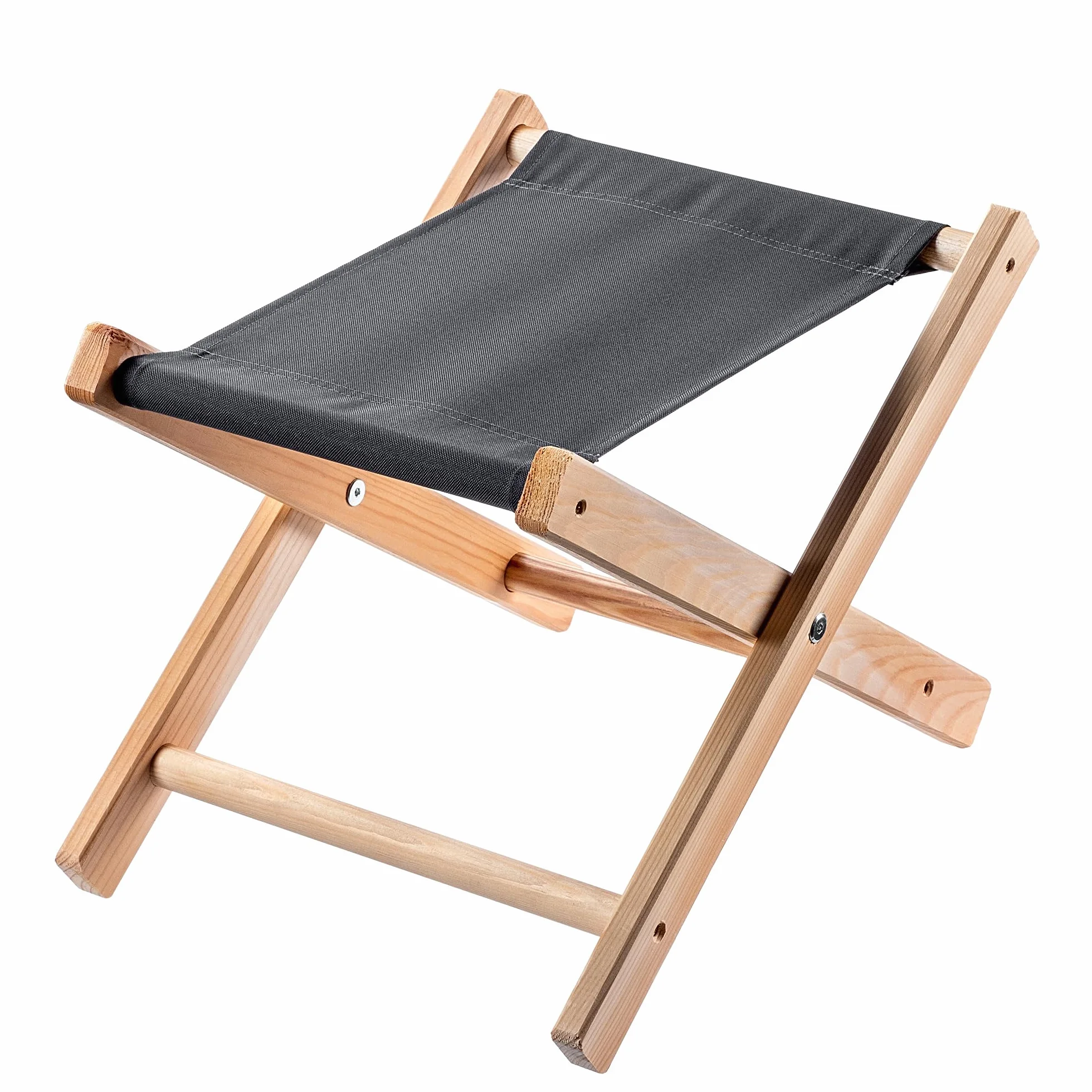 KADAX Taboret składany drewniany 31x31cm czarny, udźwig 100 kg, stabilna konstrukcja, do ogrodu, balkonu, tarasu i na kemping