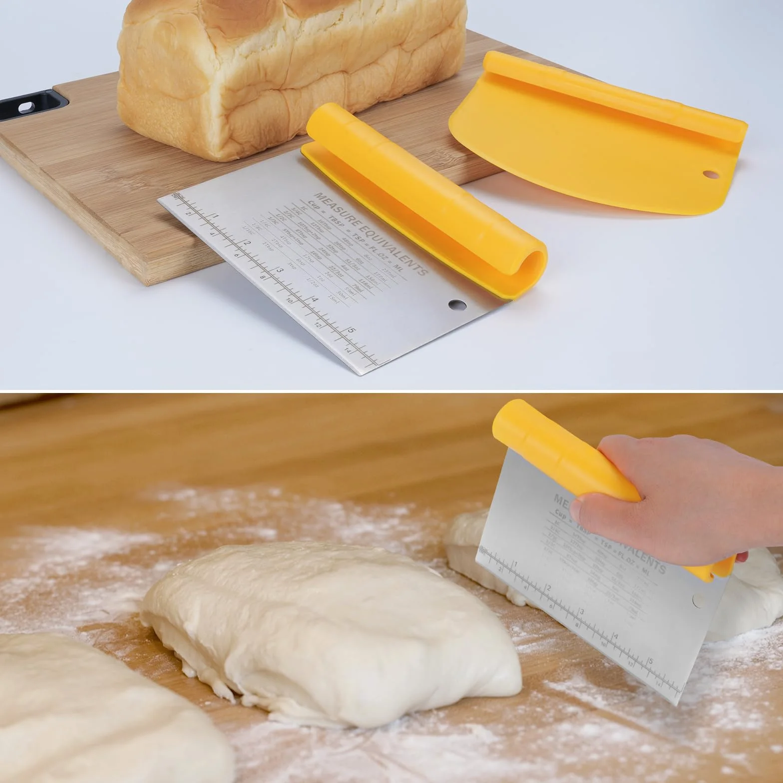 Nóż do ciasta ze stali nierdzewnej, zestaw 2-częściowy, skrobak do ciasta, plastikowa szpatułka, pomocnik kuchenny