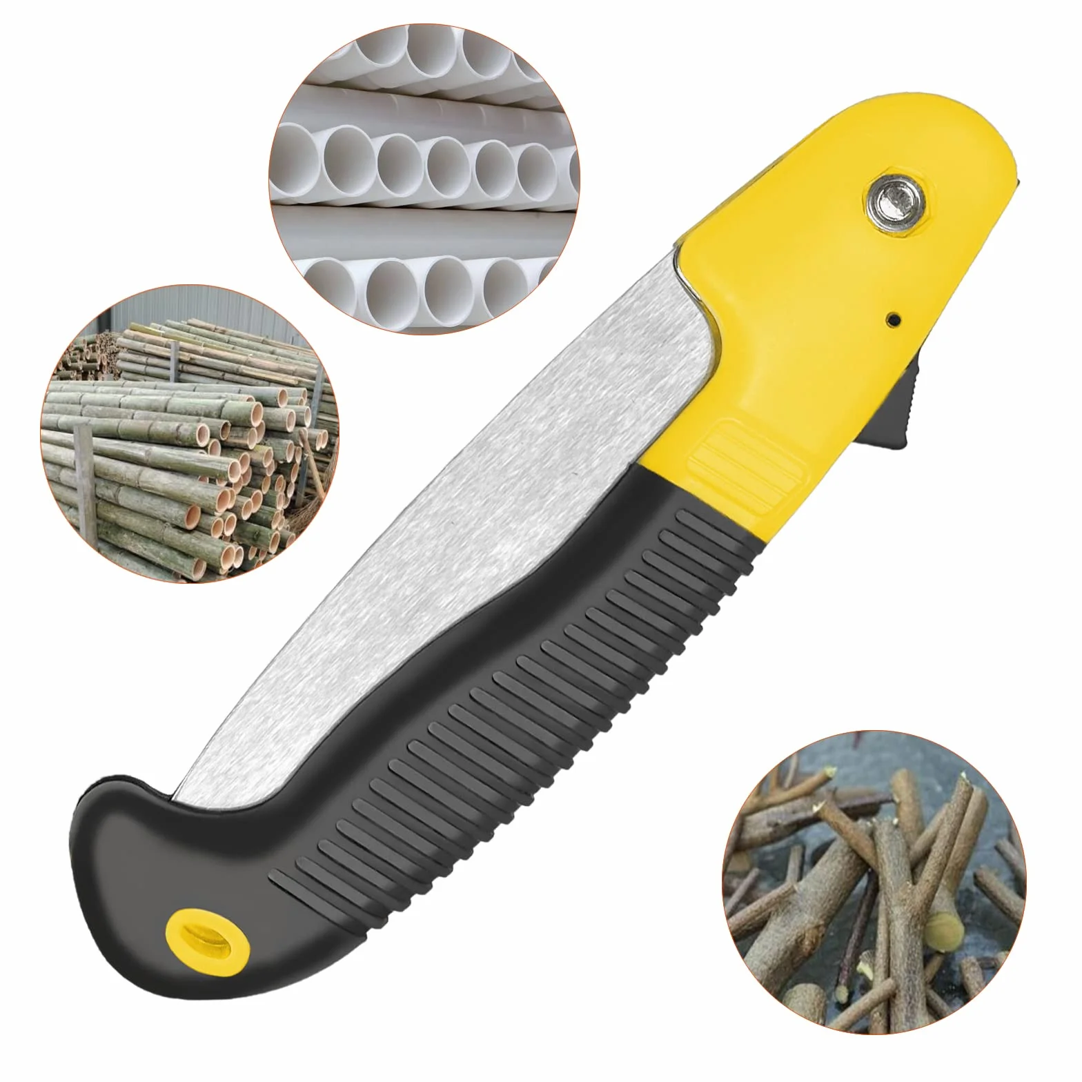 Newaner Piła do gałęzi, piła ręczna, outdoorowa piła składana o długości 18 cm, brzeszczot ze stali, piła do naprawy ogrodów tarasowych, na kemping, składana piła 39 cm (żółta)