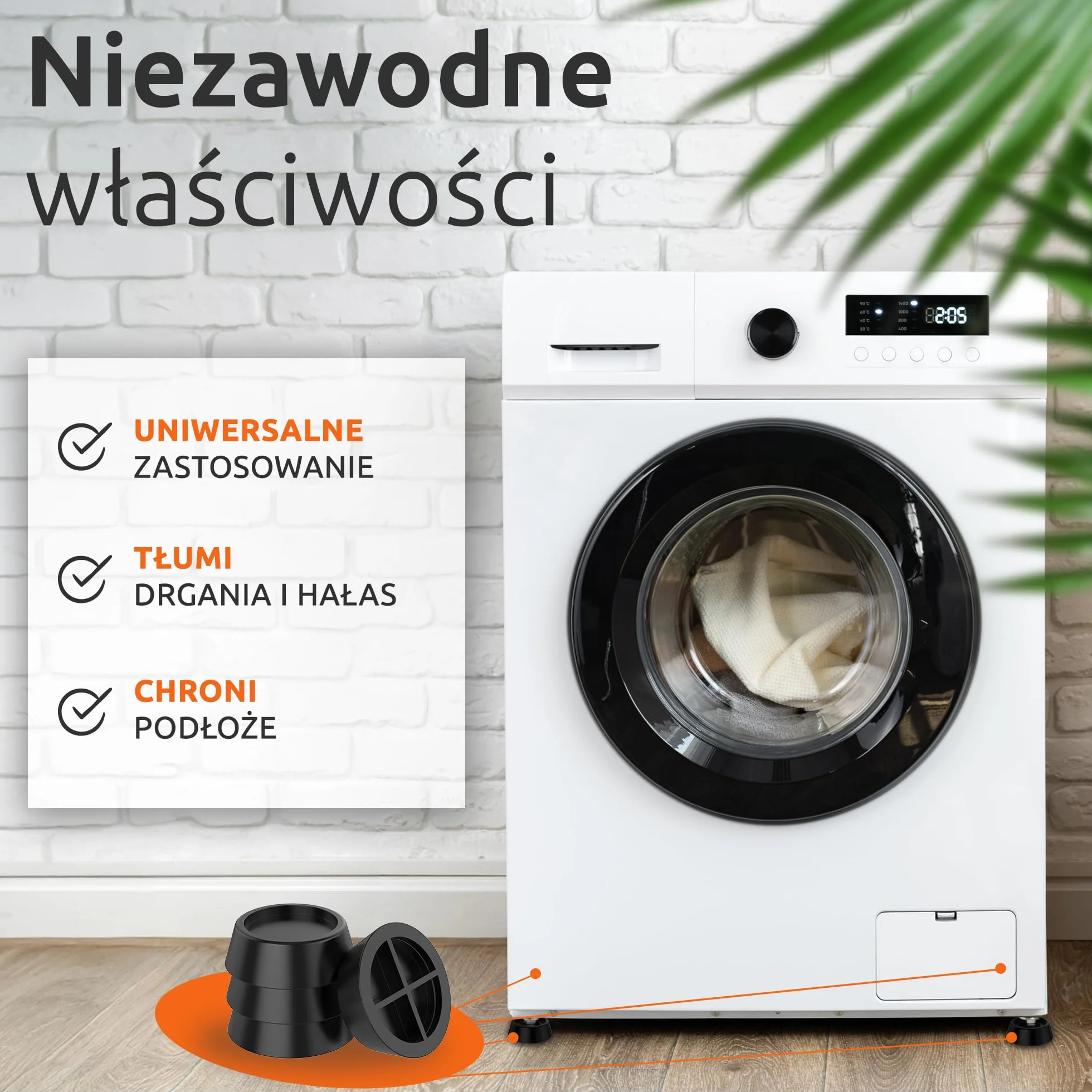 ECENCE Gumowy tłumik drgań pralka 4x suszarka zmywarka, amortyzator drgań, akcesoria, część zamienna, amortyzator, nóżki antypoślizgowe, podkładki amortyzujące AGD czarny