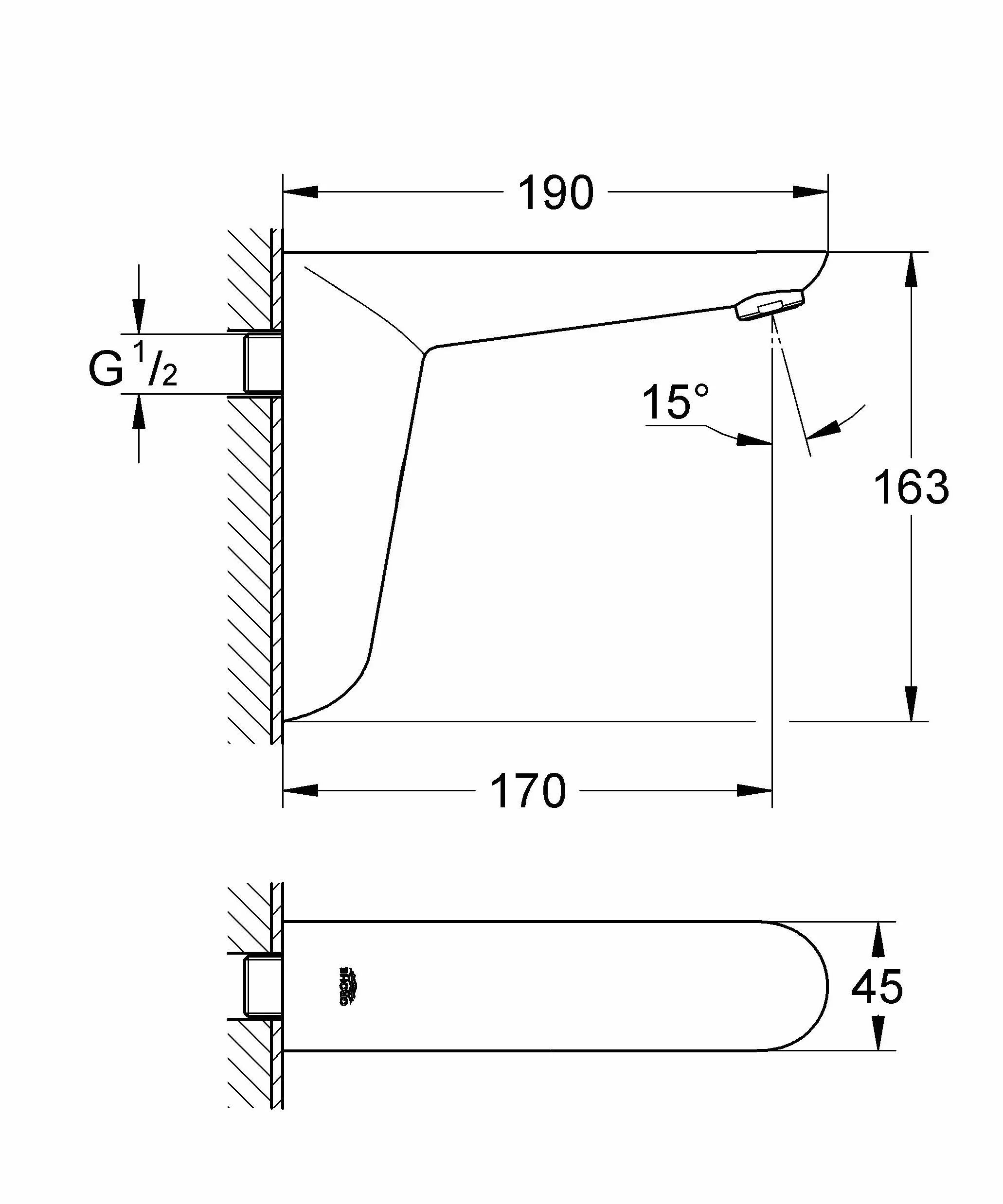 GROHE Euroeco CE elektronika na podczerwień do umywalki, zasilanie bateryjne, montaż ścienny 36274000, srebrna
