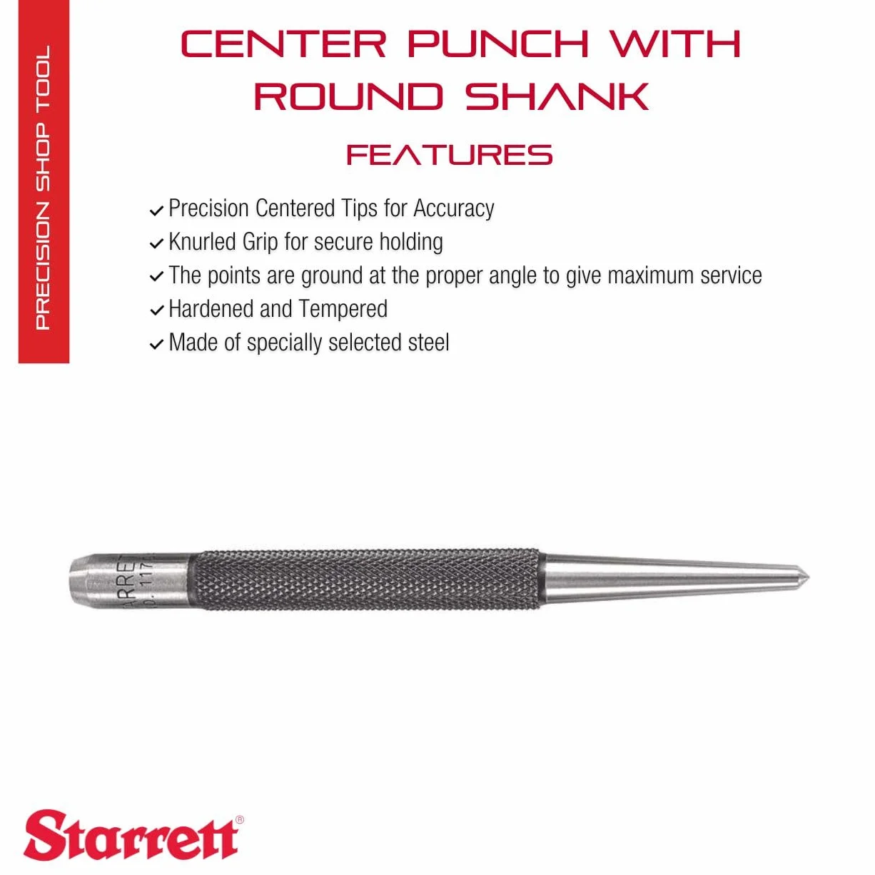 Starrett 117C Dziurkacz środkowy z okrągłym chwytem