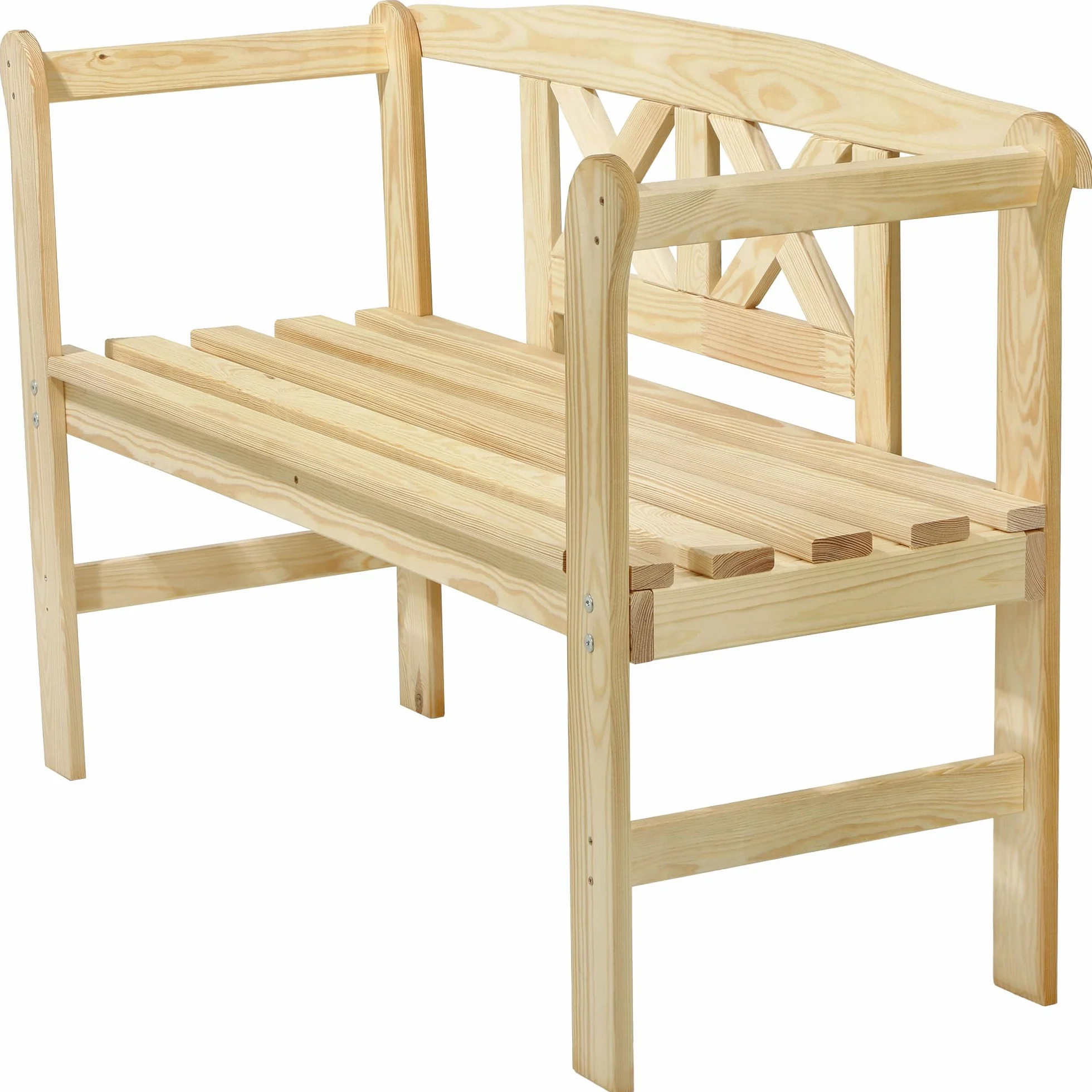 KADAX Ławka ogrodowa 119x44x76cm kolor naturalny, z litego drewna, odporna na warunki atmosferyczne, z oparciem zapewnia wygodne siedzisko na taras, balkon i do ogrodu