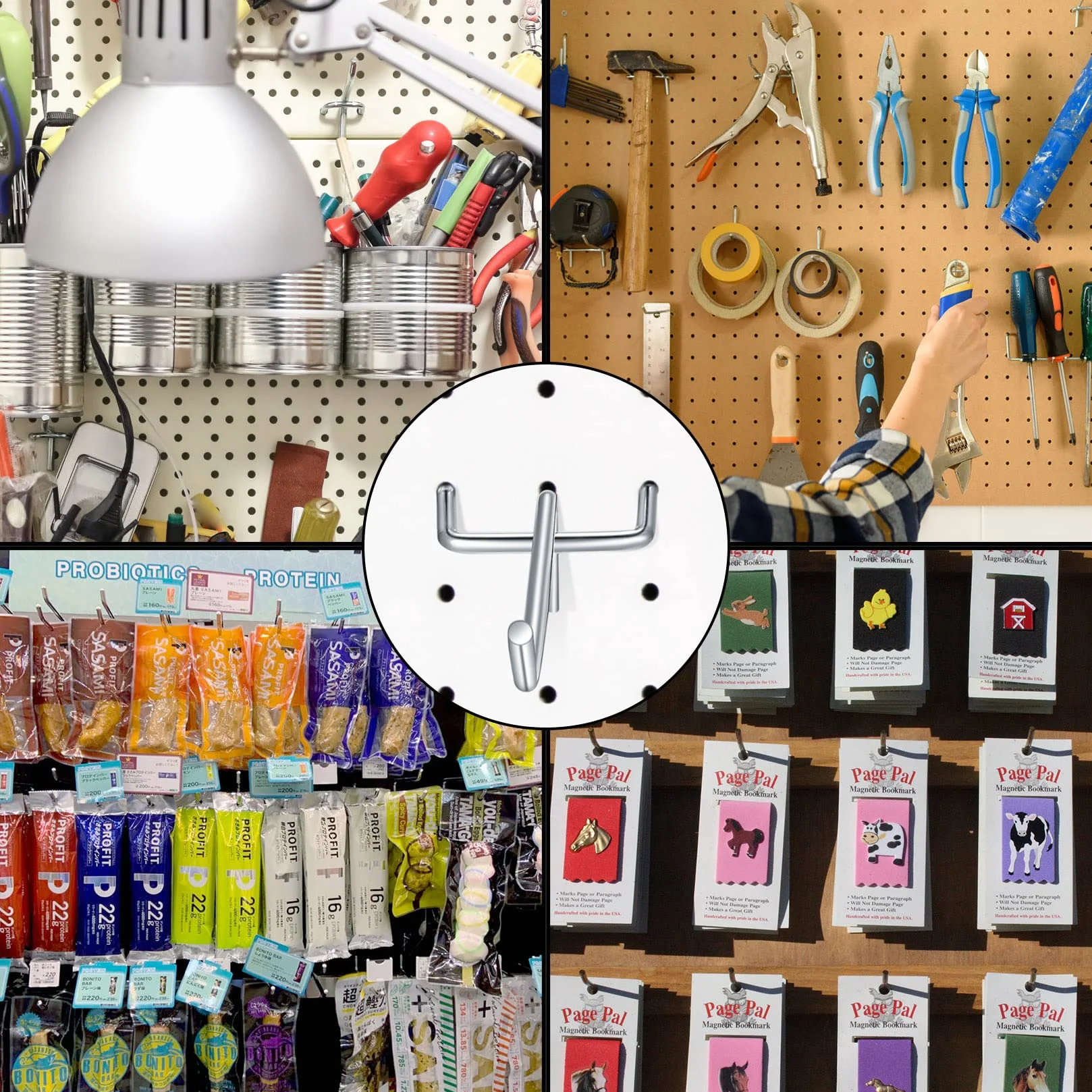 30 sztuk haczyków na ścianę perforowaną, blacha perforowana, ścianka narzędziowa, pegboard do uchwytu na narzędzia, ściany, garażu, regału, warsztatu – 10 cm/5 cm