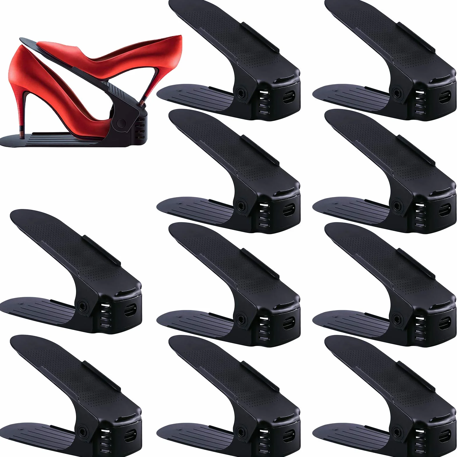 10 regulowanych uchwytów na buty, organizer na buty, oszczędność miejsca na buty (czarny)