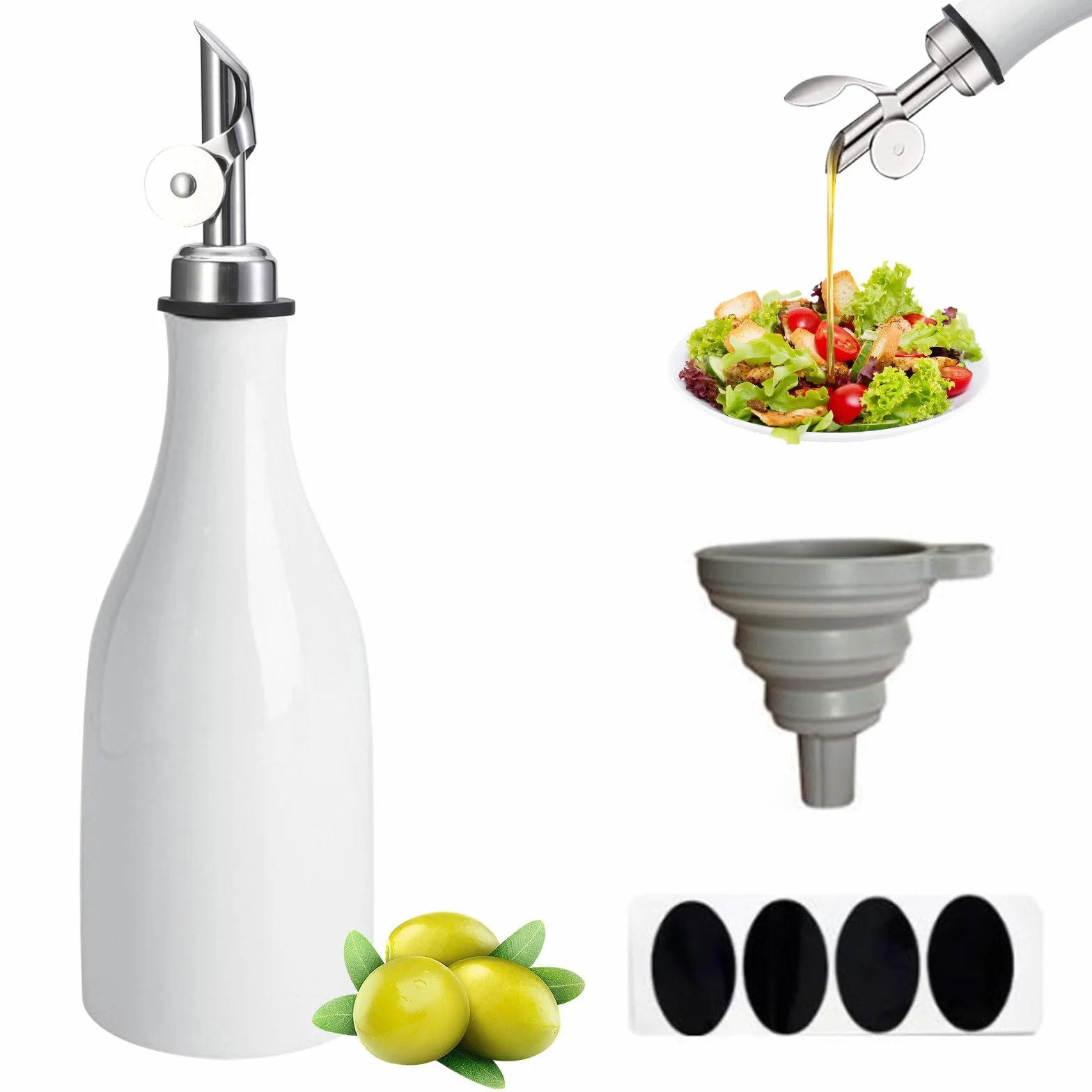mumisuto Ceramiczny dozownik oliwy z oliwek 300 ml biały